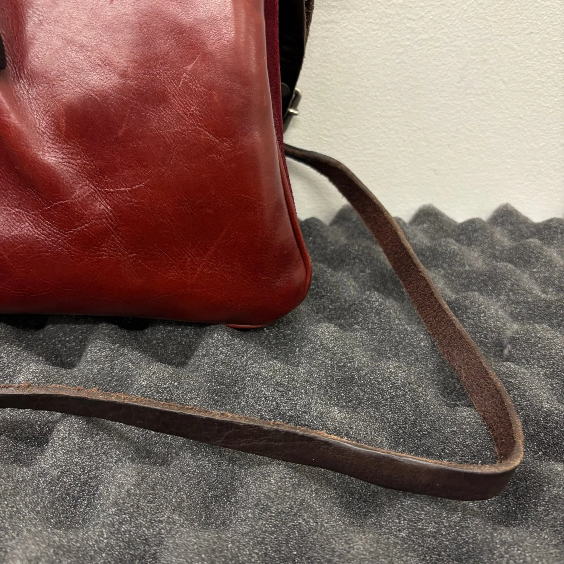 A.S.98 Red Leather Satchel Bag - Image 10