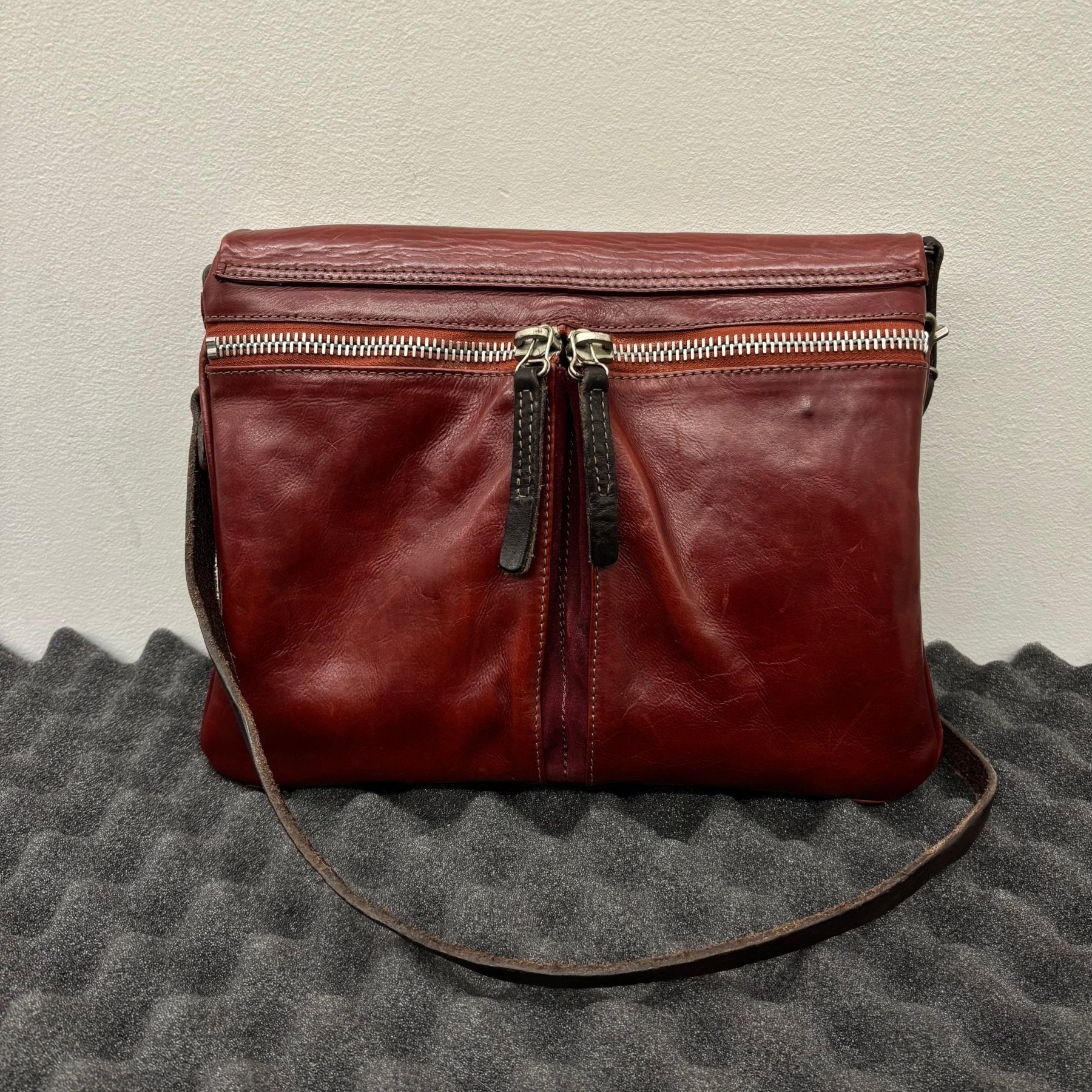 A.S.98 Red Leather Satchel Bag - Image 2