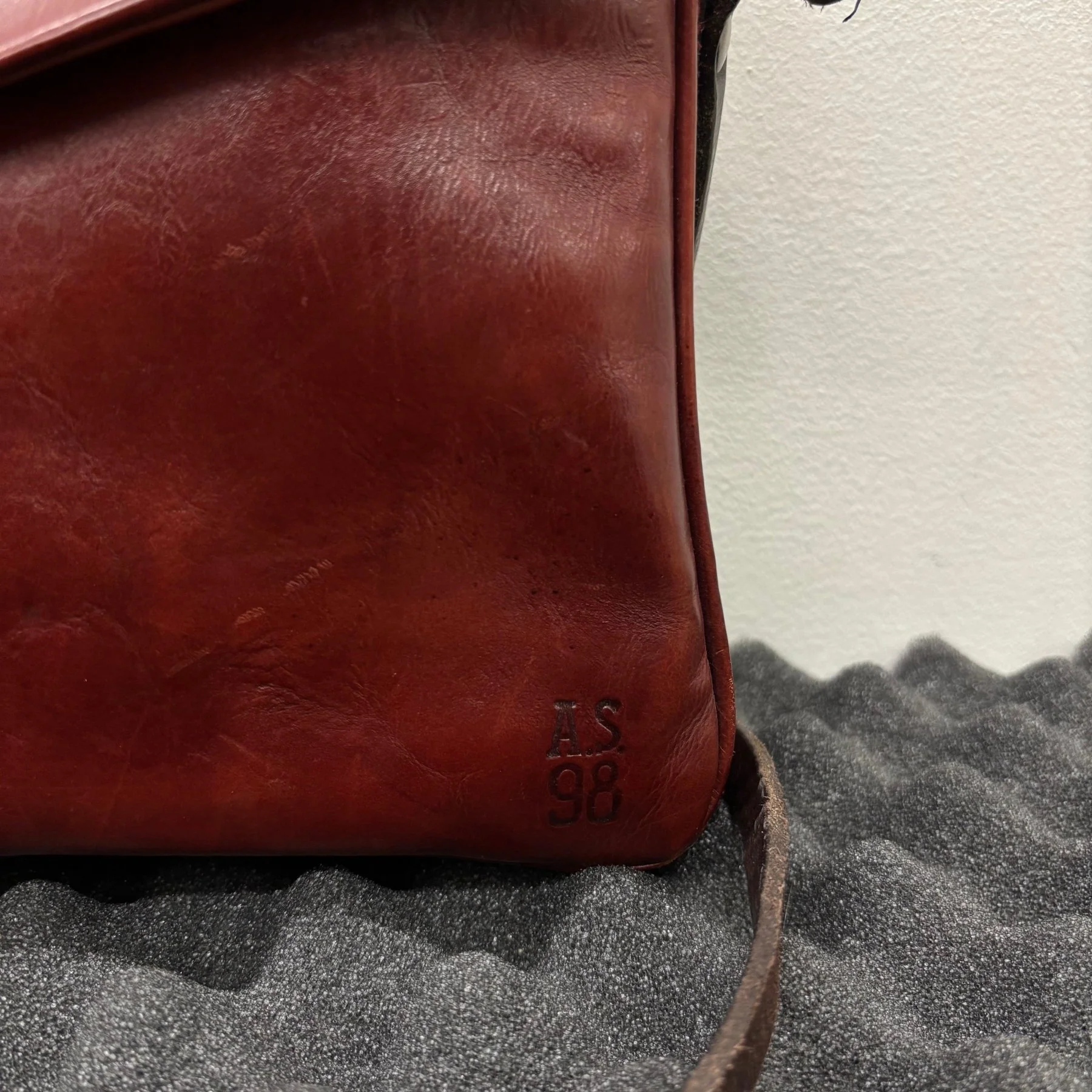 A.S.98 Red Leather Satchel Bag - Image 5