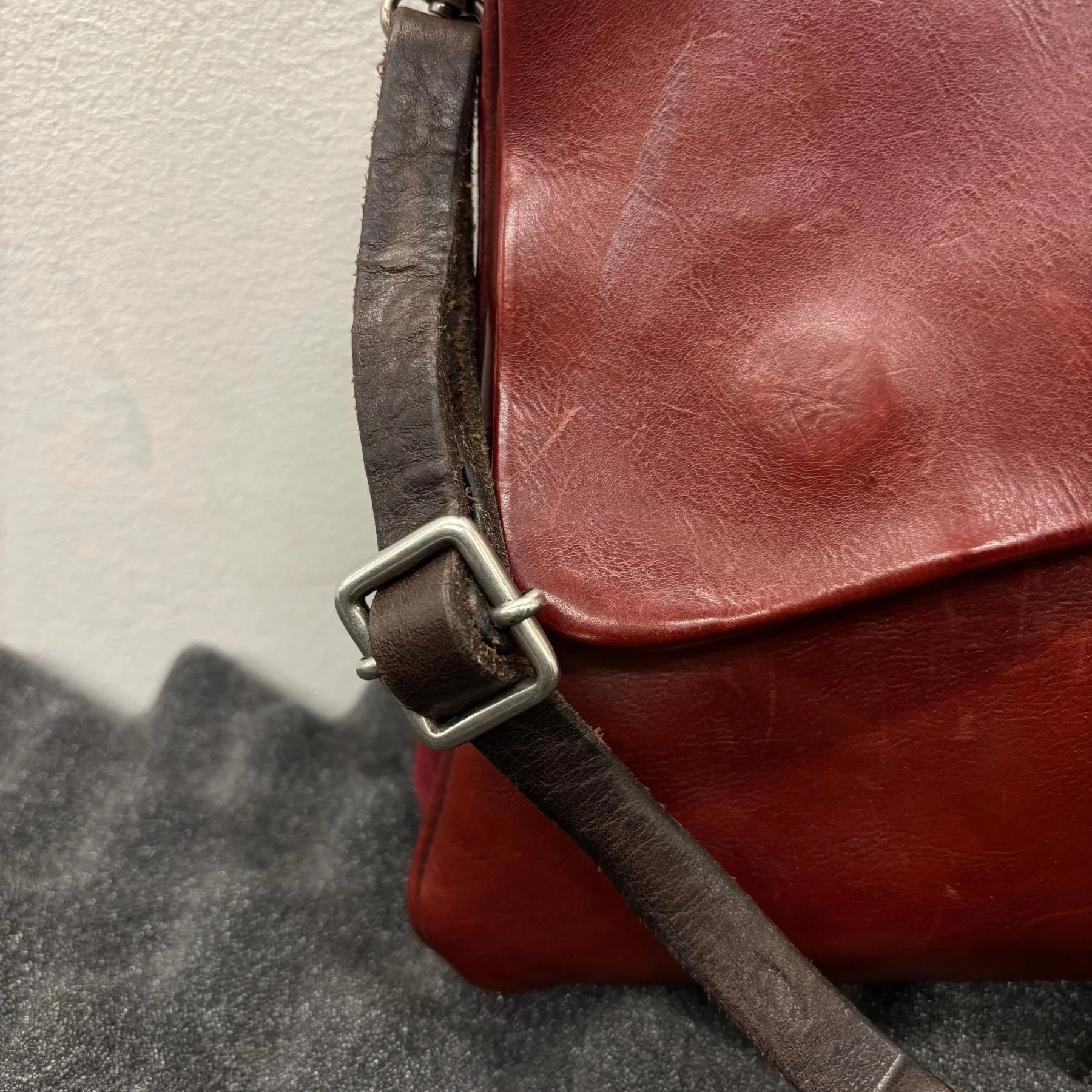 A.S.98 Red Leather Satchel Bag - Image 9