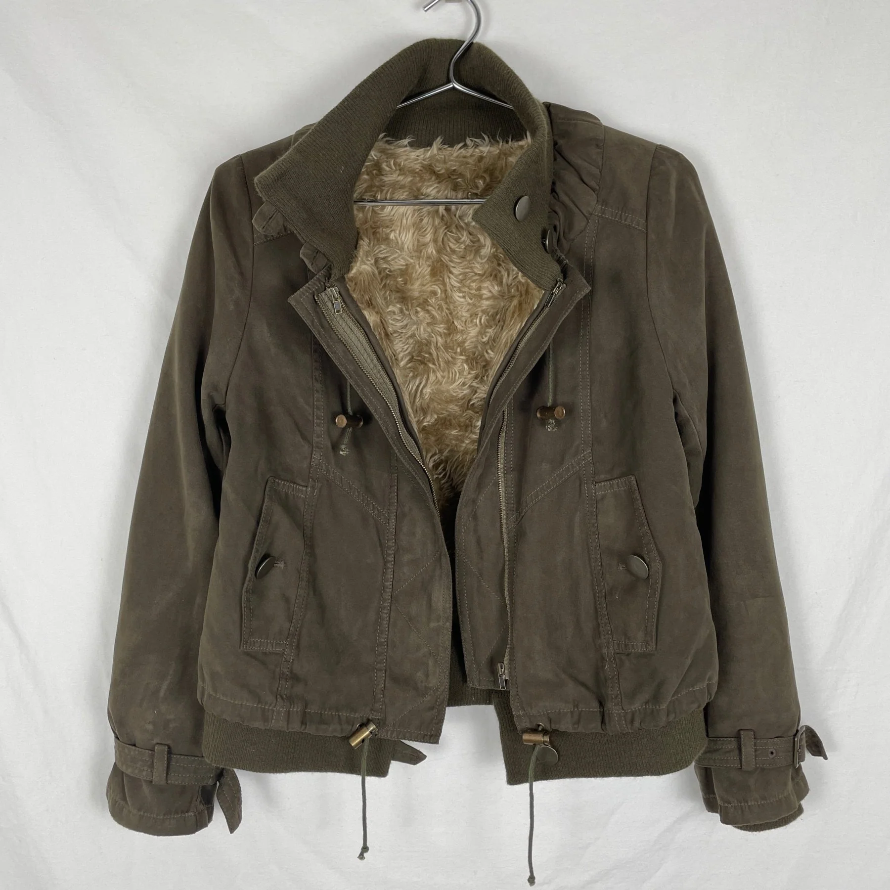 90s Abahouse Devinette 2in1 Fur Lined Military Jacket - Image 9