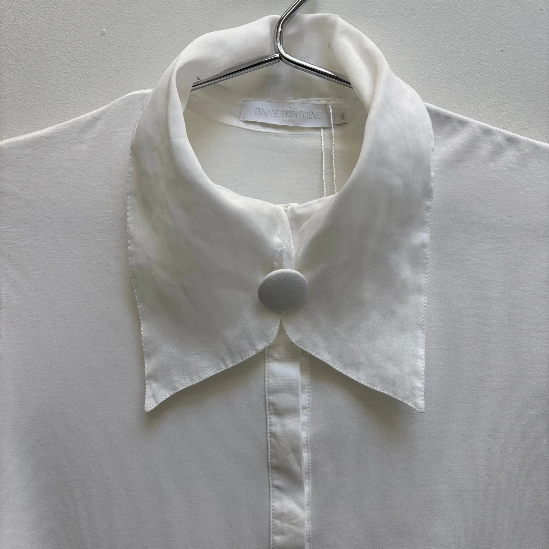 Anne Fontaine Pointed Collar Button Up Blouse - Image 3