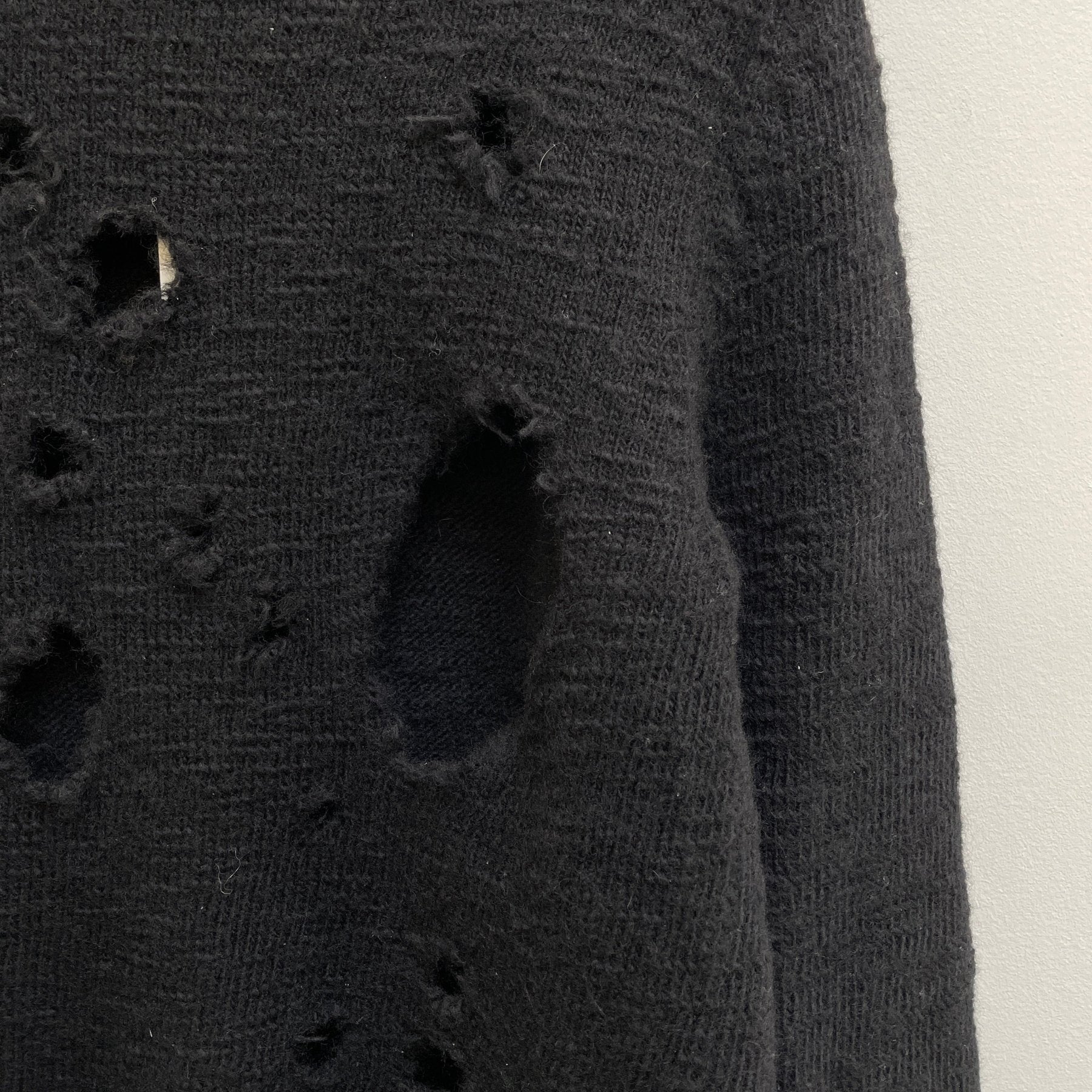 AW23 Comme Des Garçons BLACK Distressed Wool Sweater - Image 6