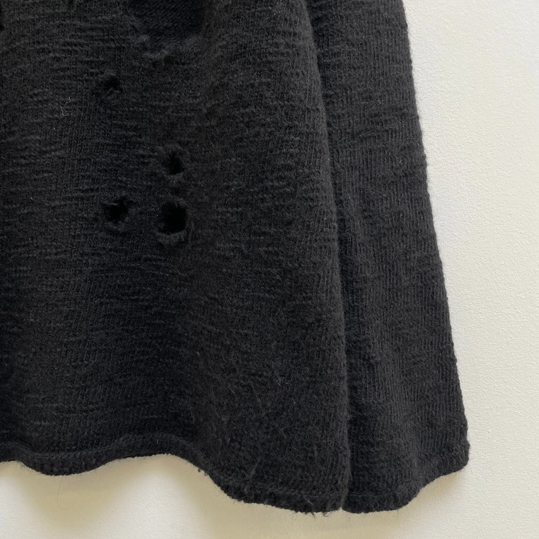 AW23 Comme Des Garçons BLACK Distressed Wool Sweater - Image 7