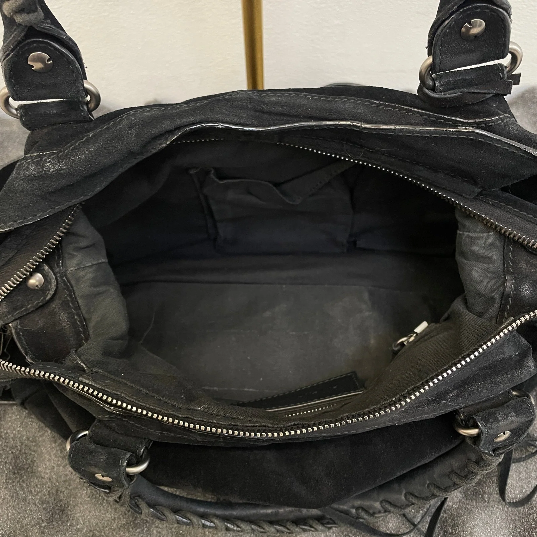 Balenciaga Town Bag by Nicholas Ghesquiere in Black Suede - Image 7
