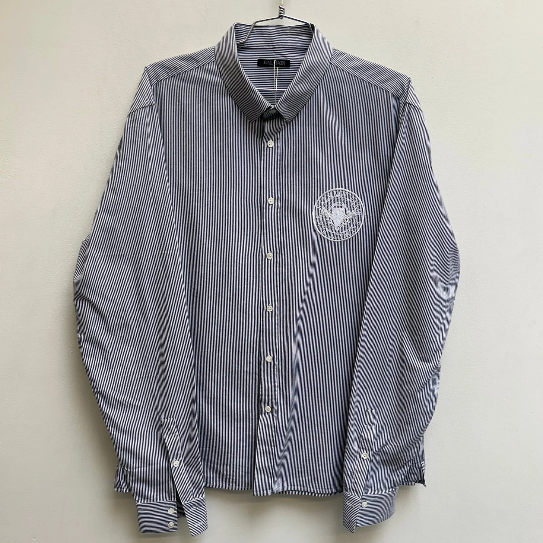 Balmain Pin Strip Embroidered Button Up Shirt
