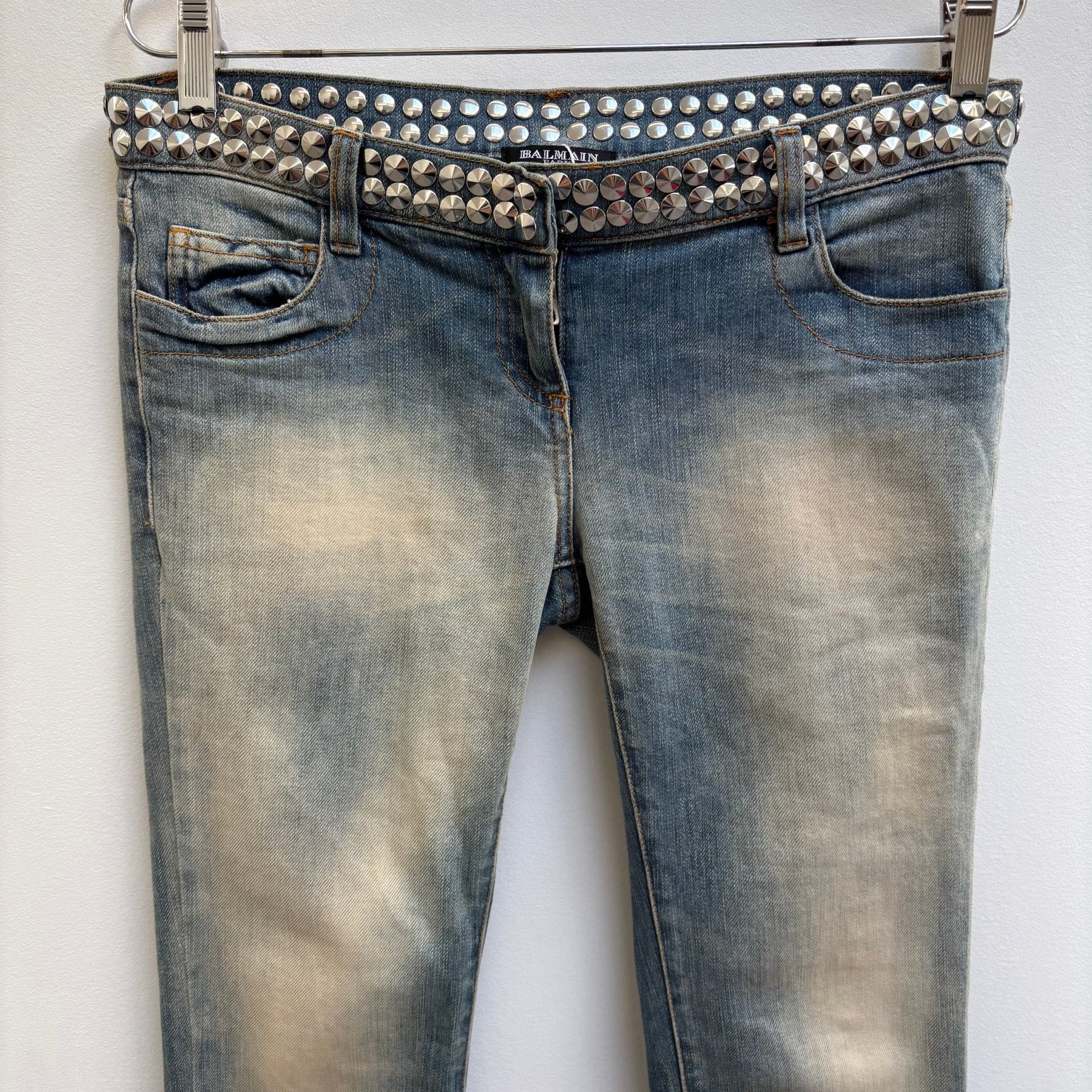 FW11 Balmain Studded Low Rise Skinny Jeans - Image 3