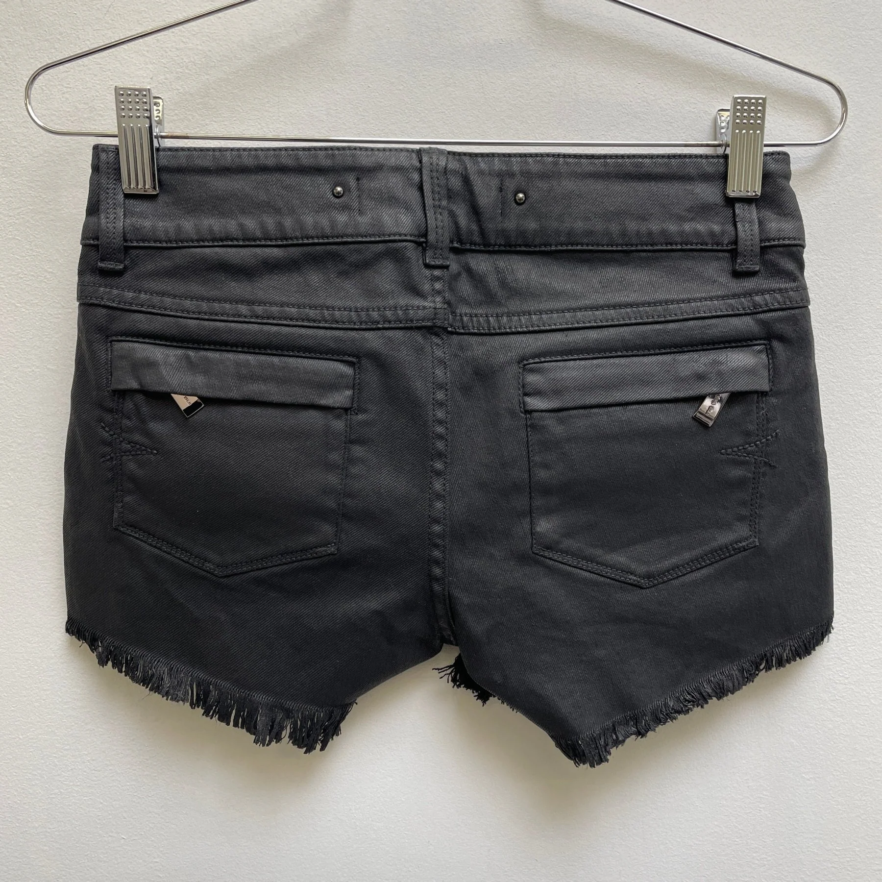Barbara Bui Waxed Denim Mini Shorts - Image 2