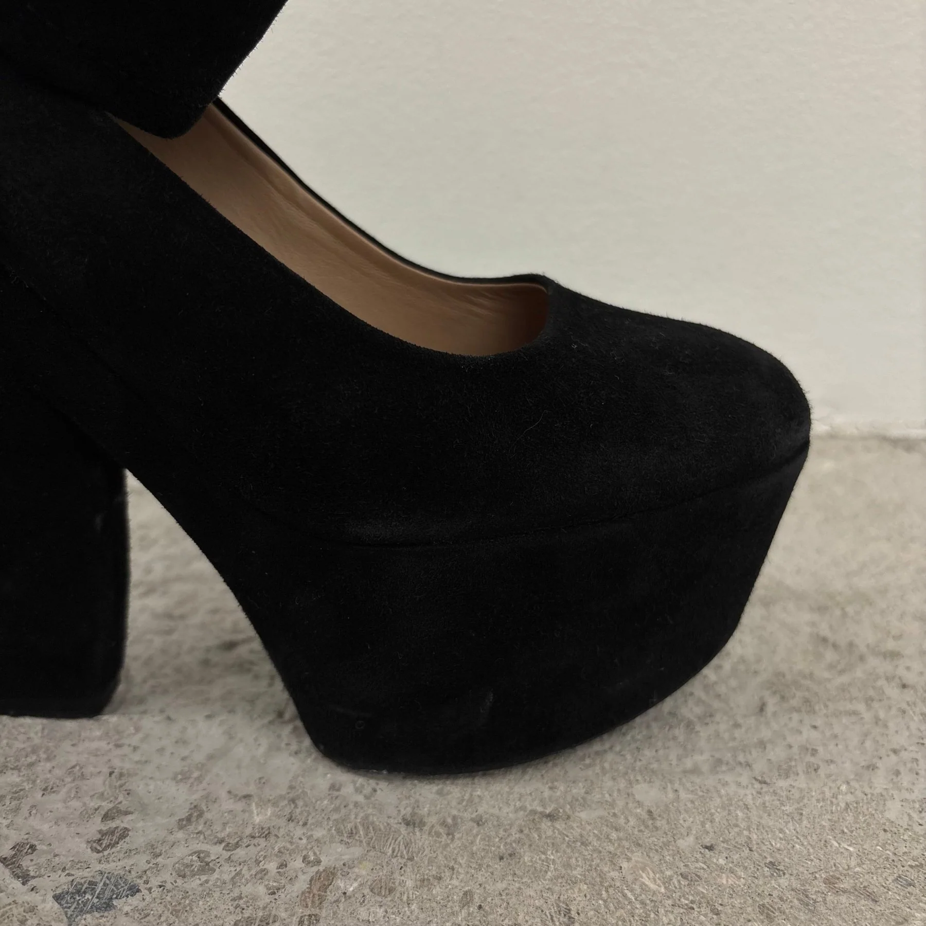 SS12 Celine Pheobe Philo Suede Buckle Platform Heels - Image 5
