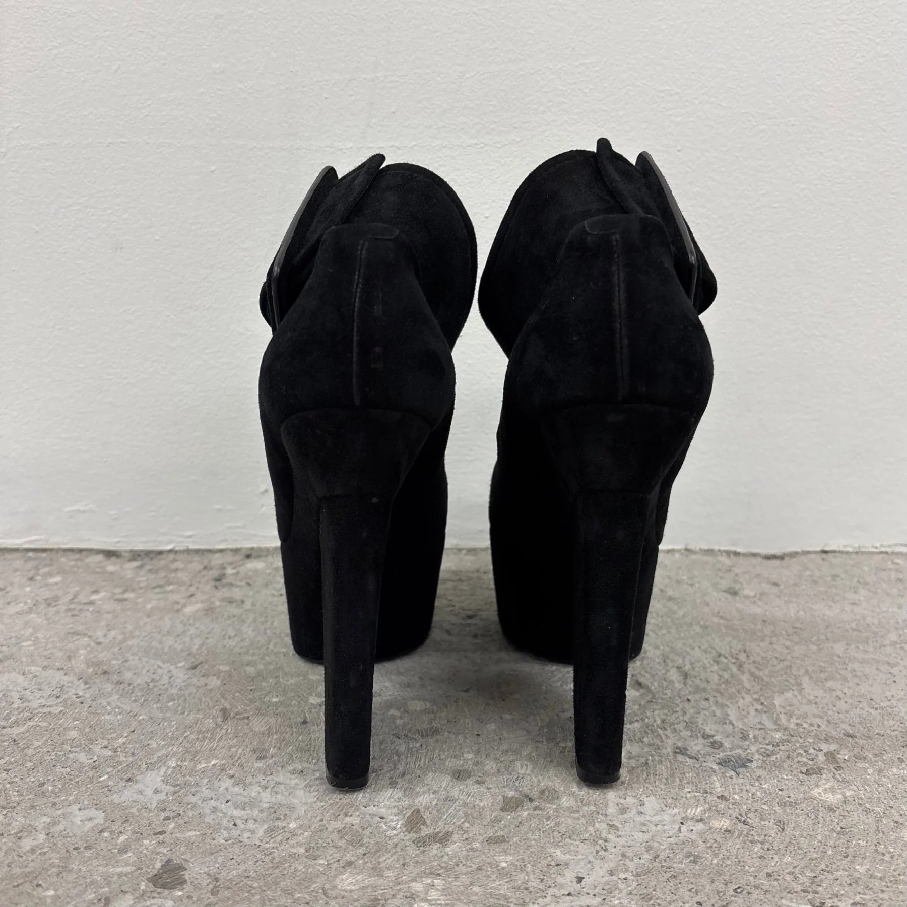 SS12 Celine Pheobe Philo Suede Buckle Platform Heels - Image 7