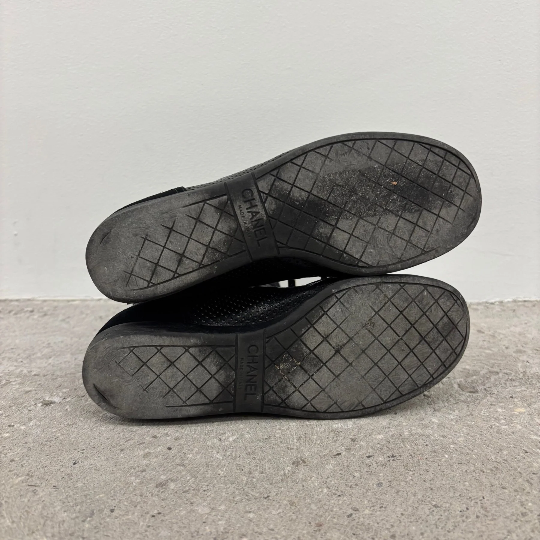 Chanel Perforated Leather Mid Length Sneakers - Image 9