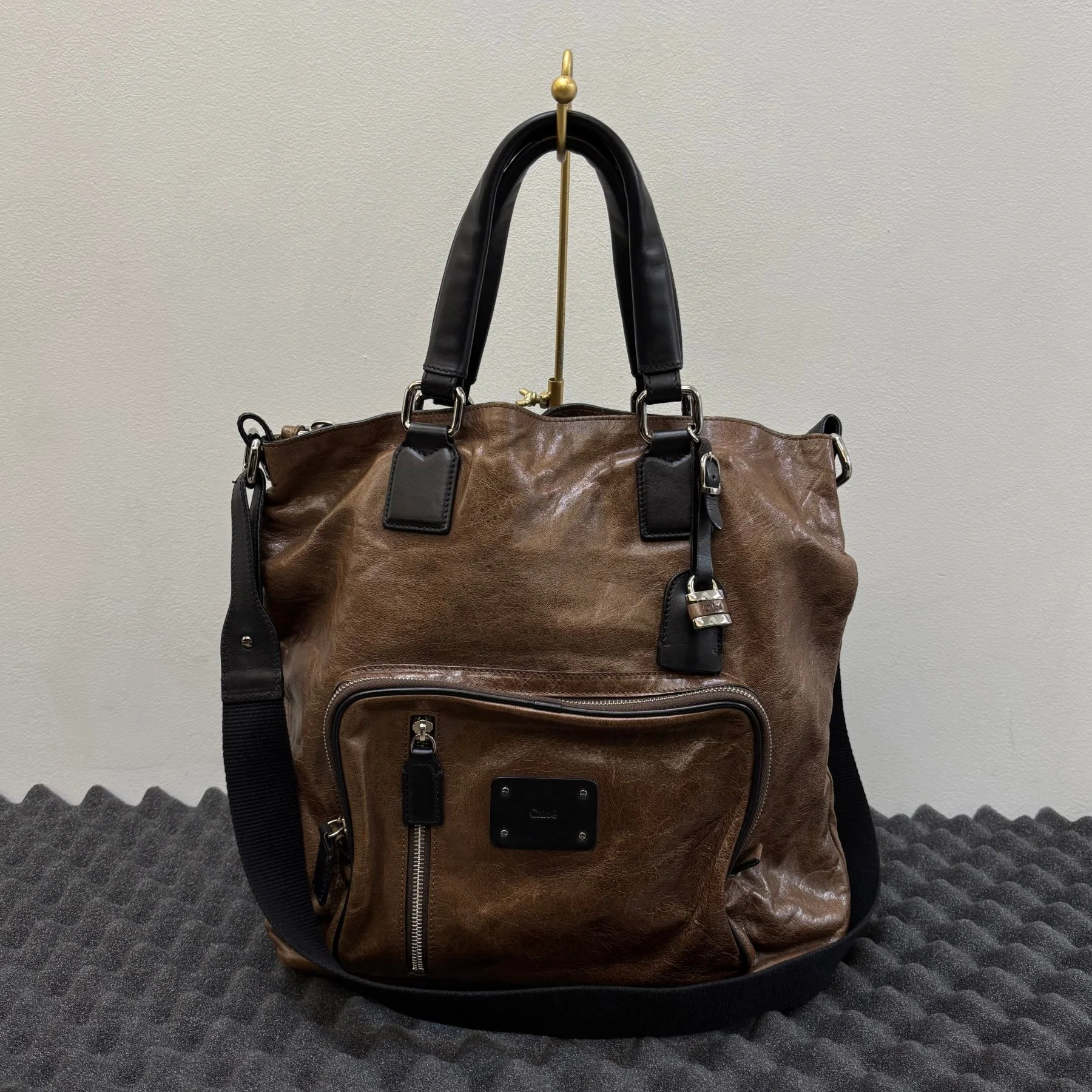 00s Chloé Leather Messenger Tote Shoulder Bag