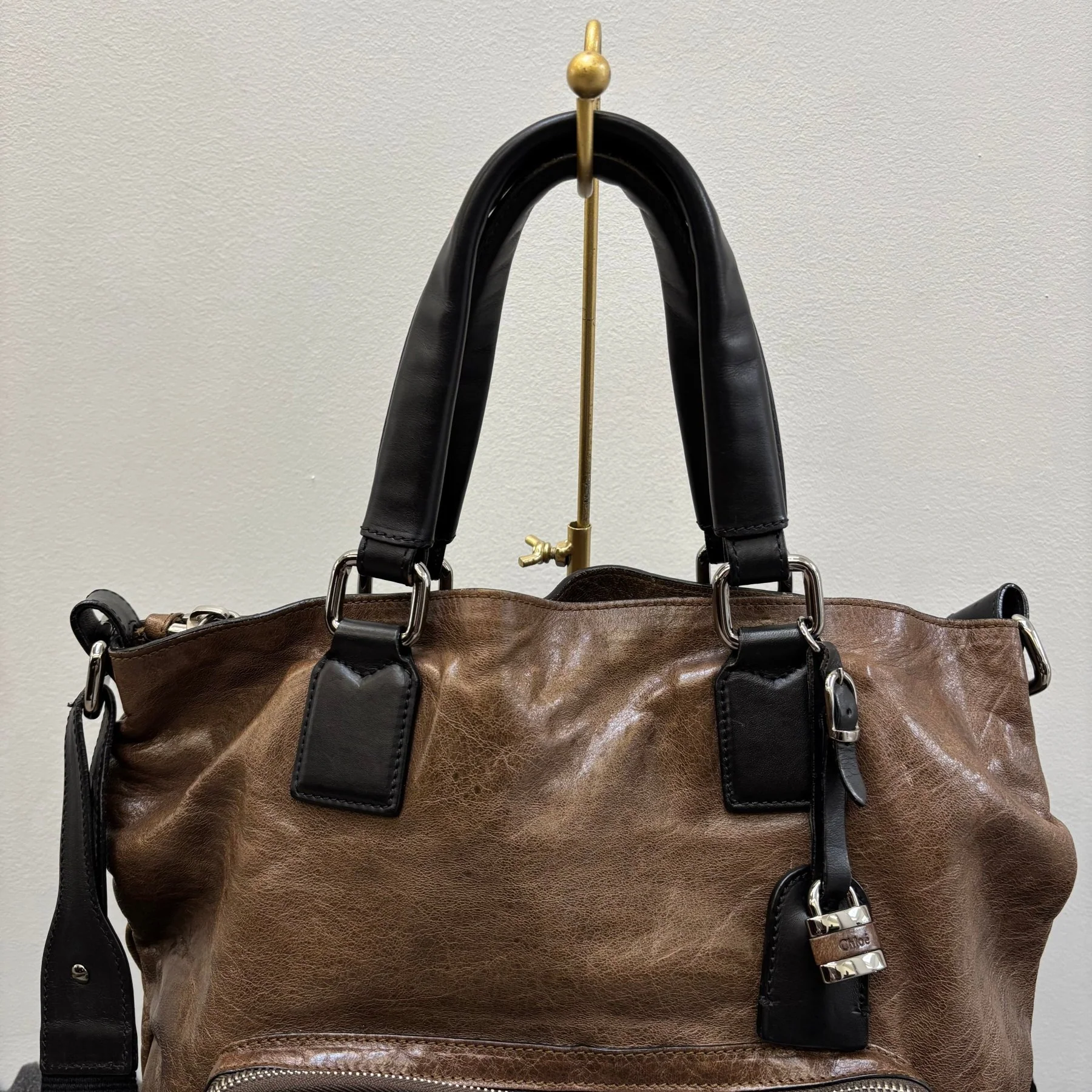 00s Chloé Leather Messenger Tote Shoulder Bag - Image 3