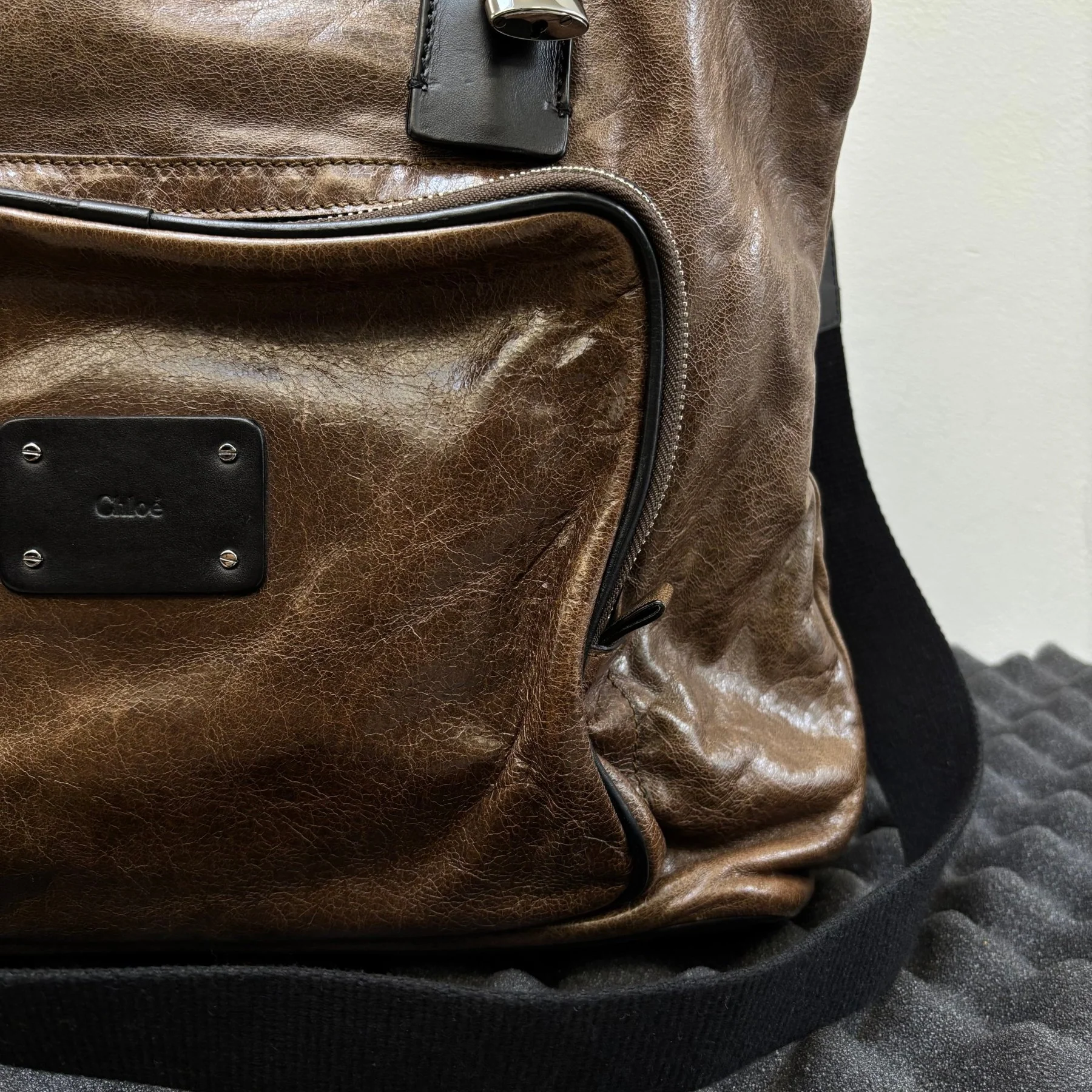 00s Chloé Leather Messenger Tote Shoulder Bag - Image 5