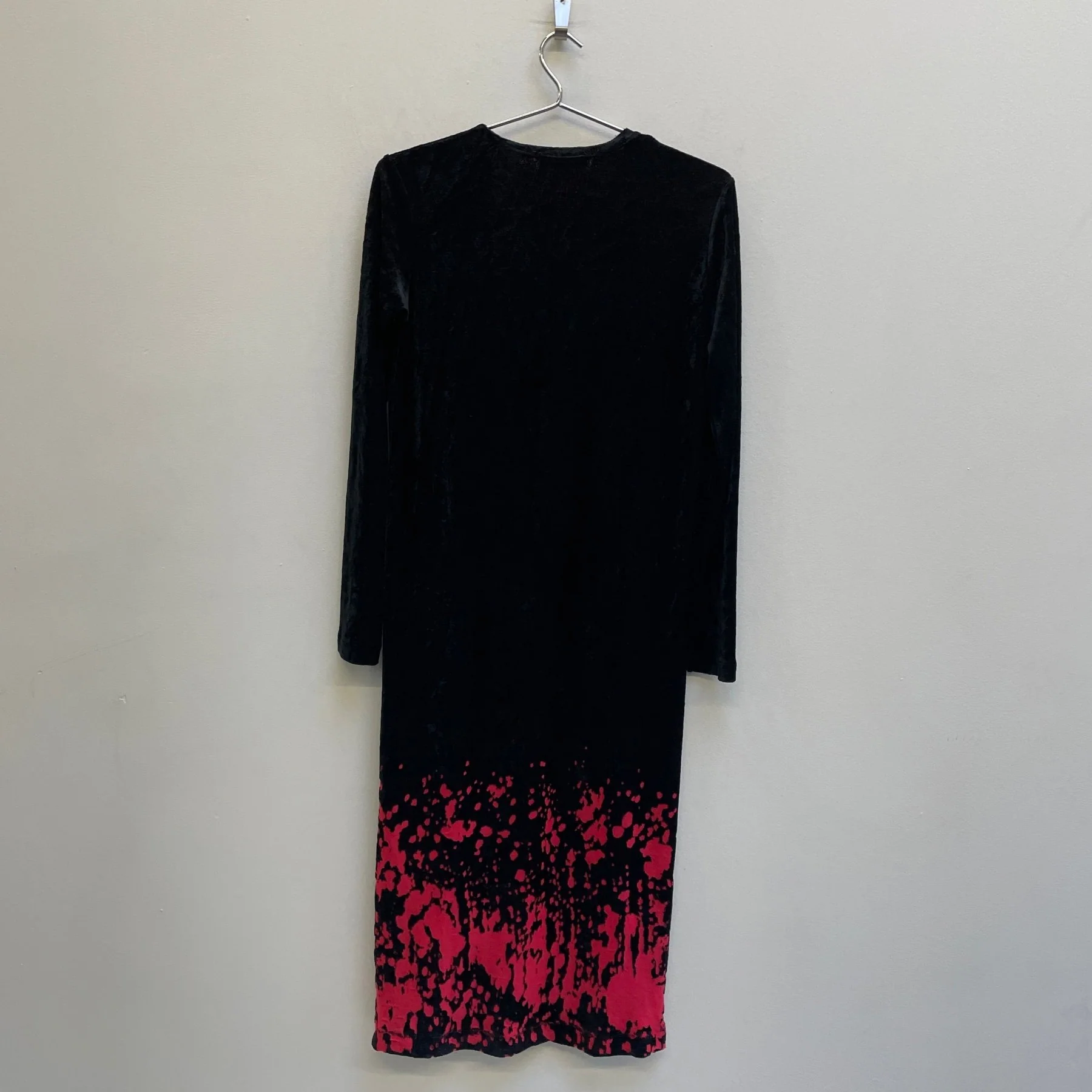 90s Comme Des Garçons Tricot Velvet Red Detail Dress - Image 2