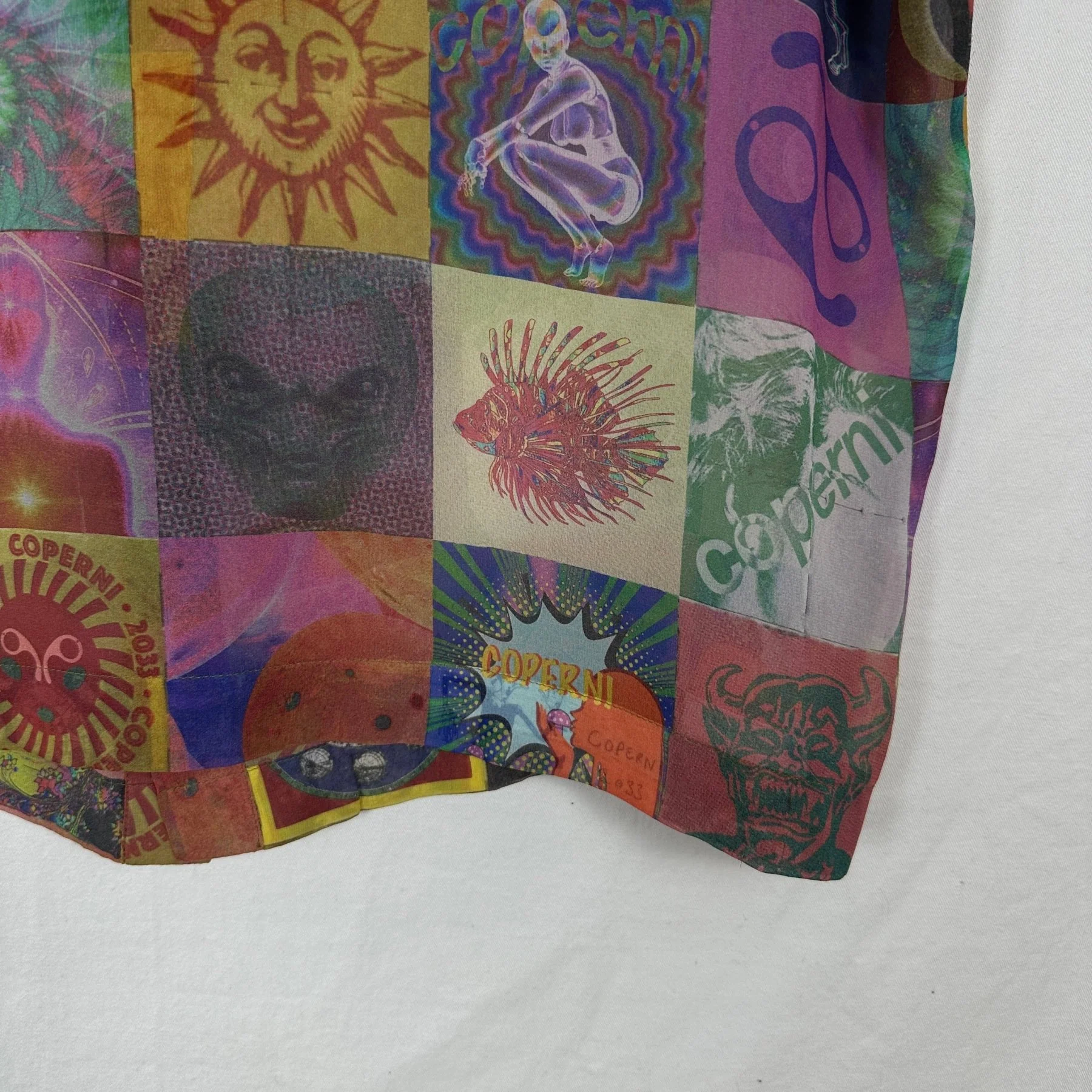 Coperni Sheer Silk Printed Button-Up Shirt - Image 8