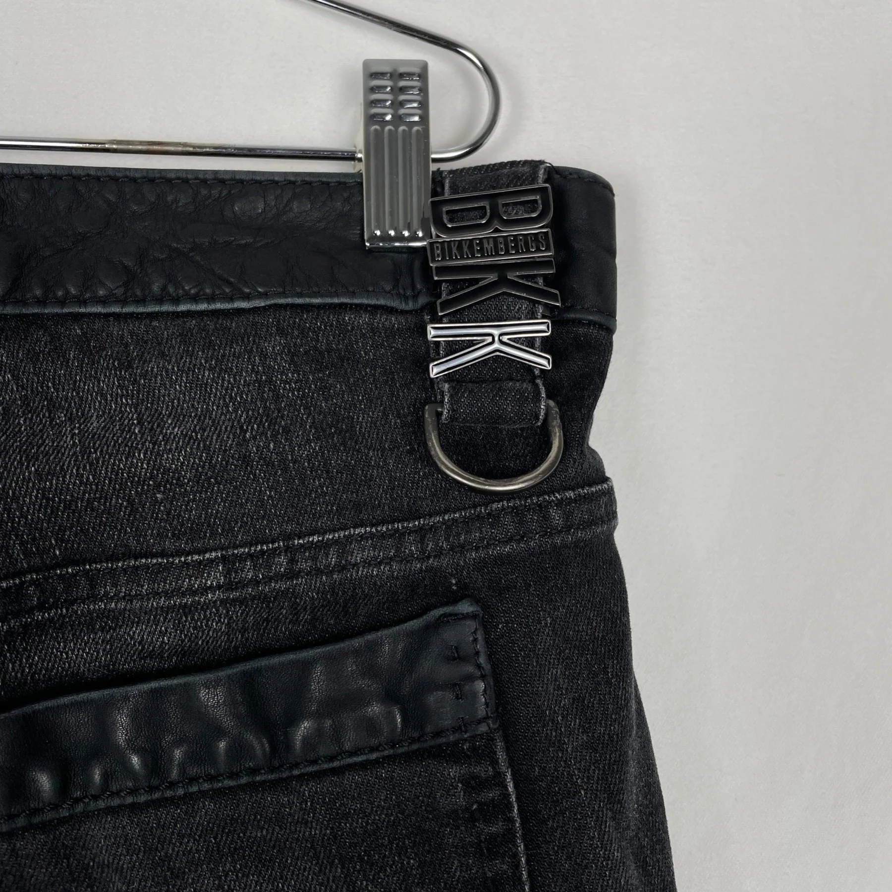 00s Dirk Bikkembergs Leather Waist Slim Fit Jeans - Image 6