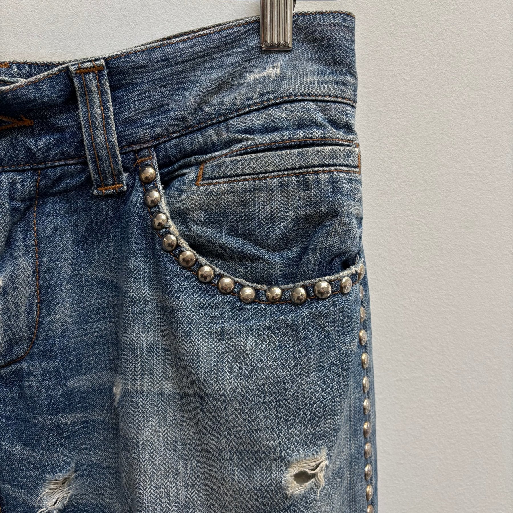 Dolce & Gabbana Studded Distressed Light Wash Jeans - Image 5