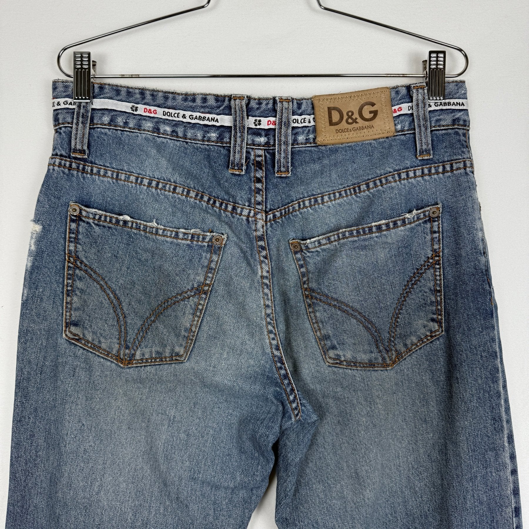 00s Dolce&Gabbana Waistband Logo Twill Tape Jeans - Image 6
