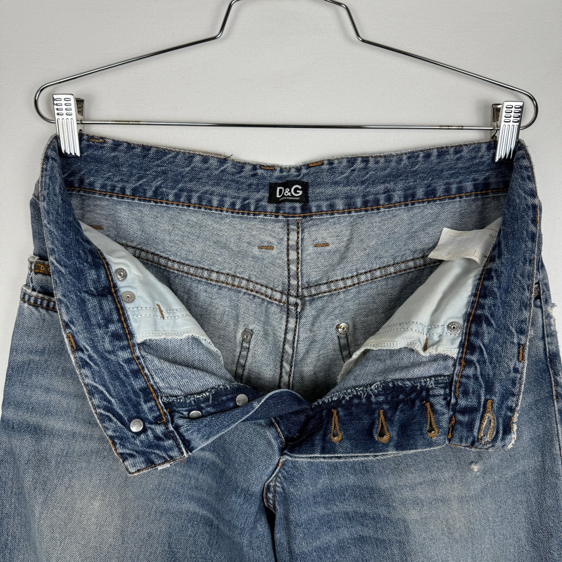 00s Dolce&Gabbana Waistband Logo Twill Tape Jeans - Image 8