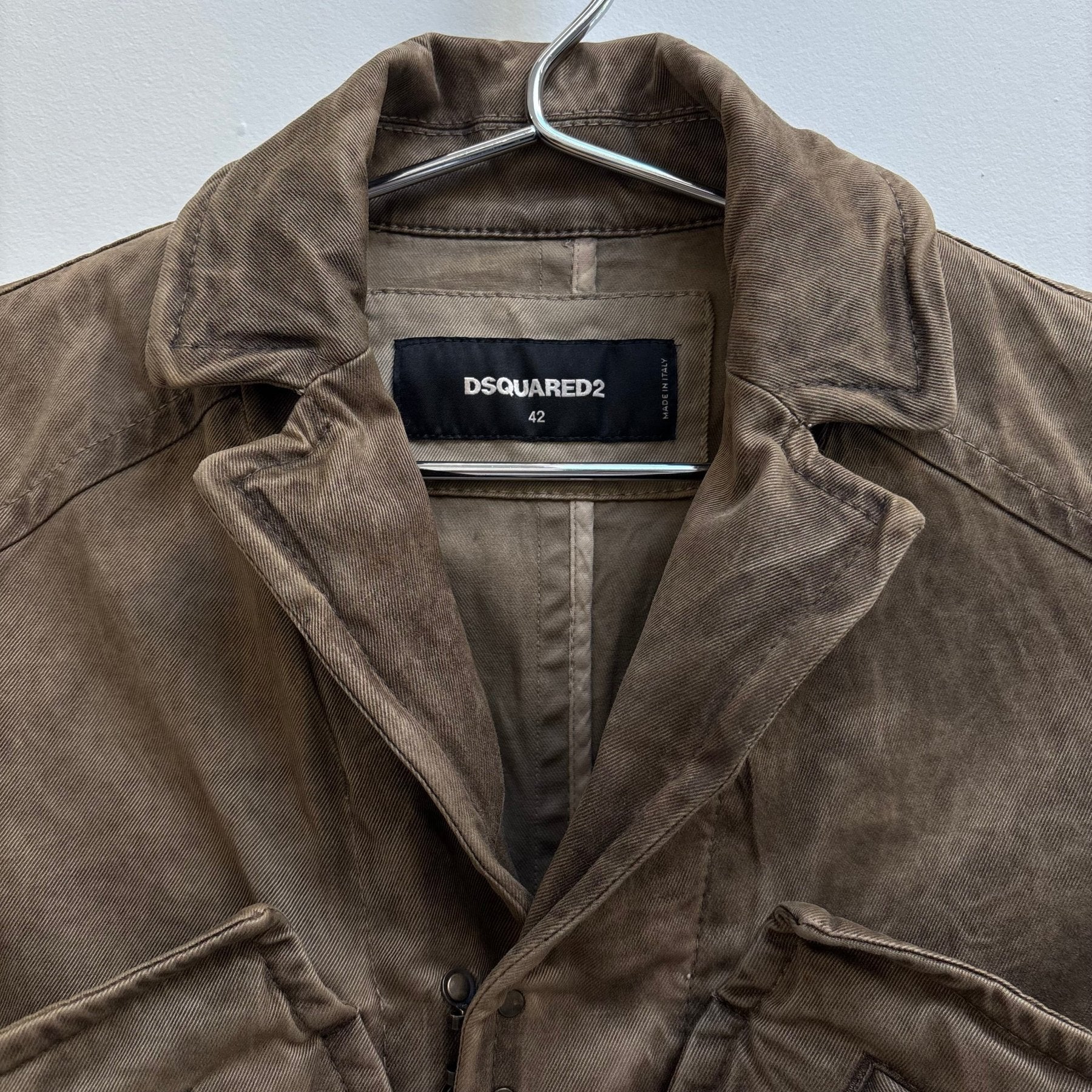 Dsquared2 Brown Waxed Pocketed Military Jacket - Image 6