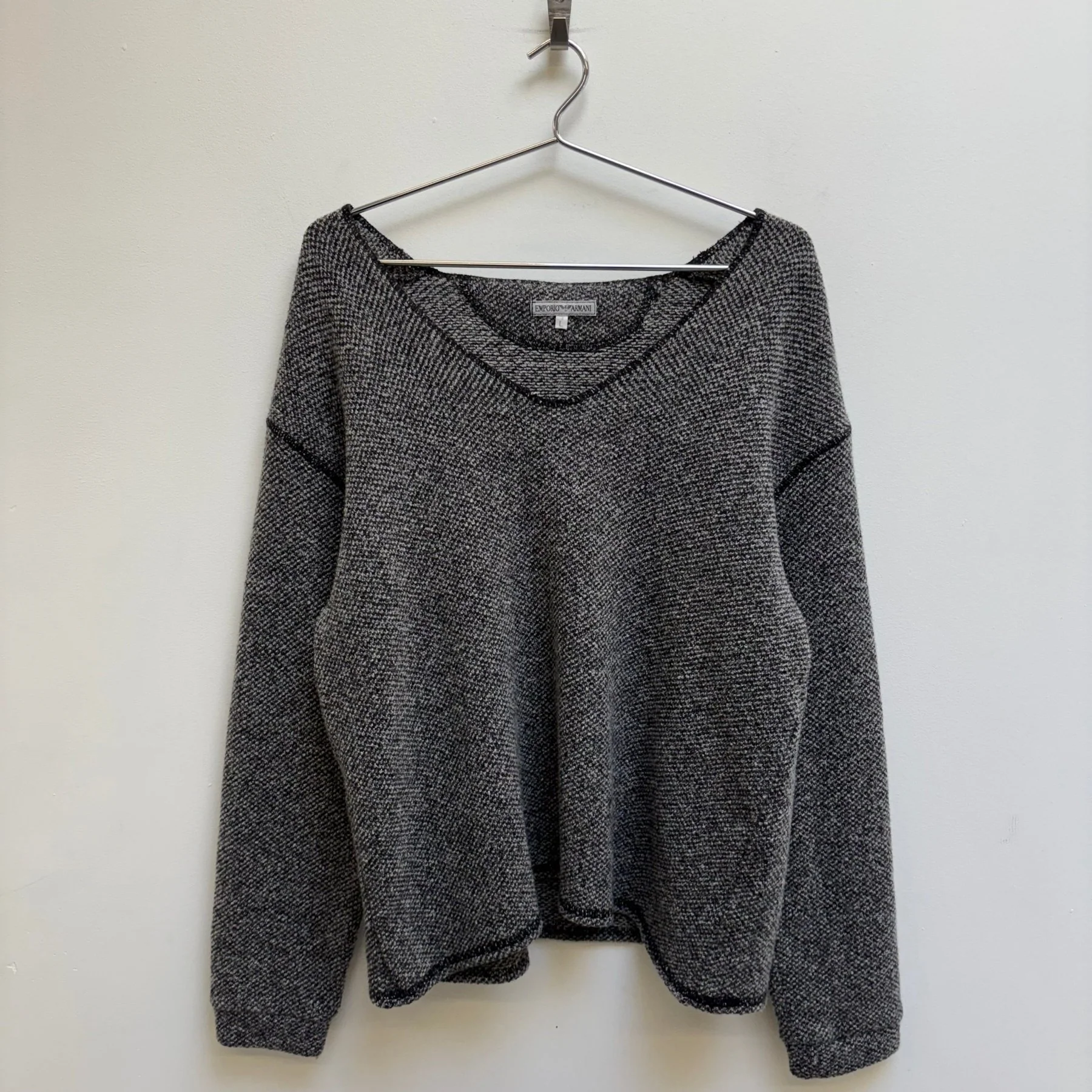 Empirio Armani Salt & Pepper Wool Knit Cardigan