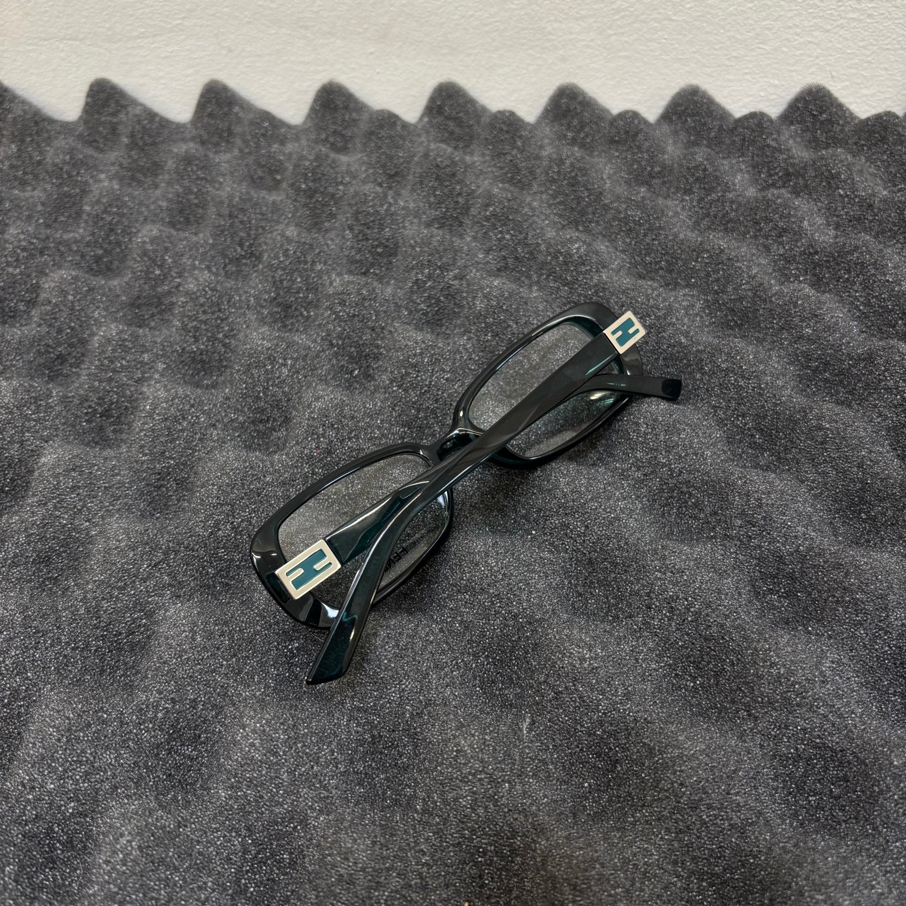 Fendi Turquoise Acetate Rectangle Frame Optical Glasses - Image 8