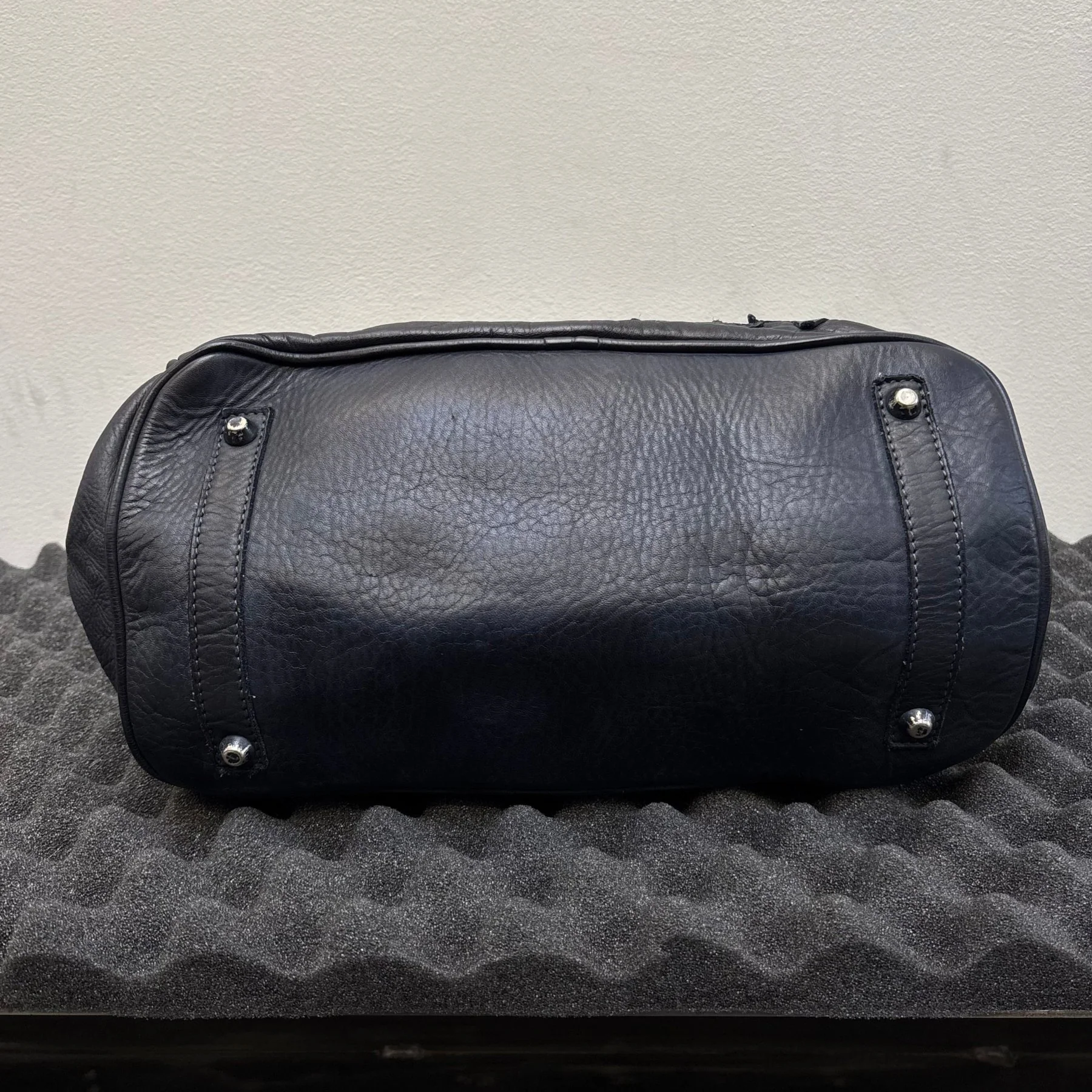 Firkin Navy Star Leather Handbag - Image 14