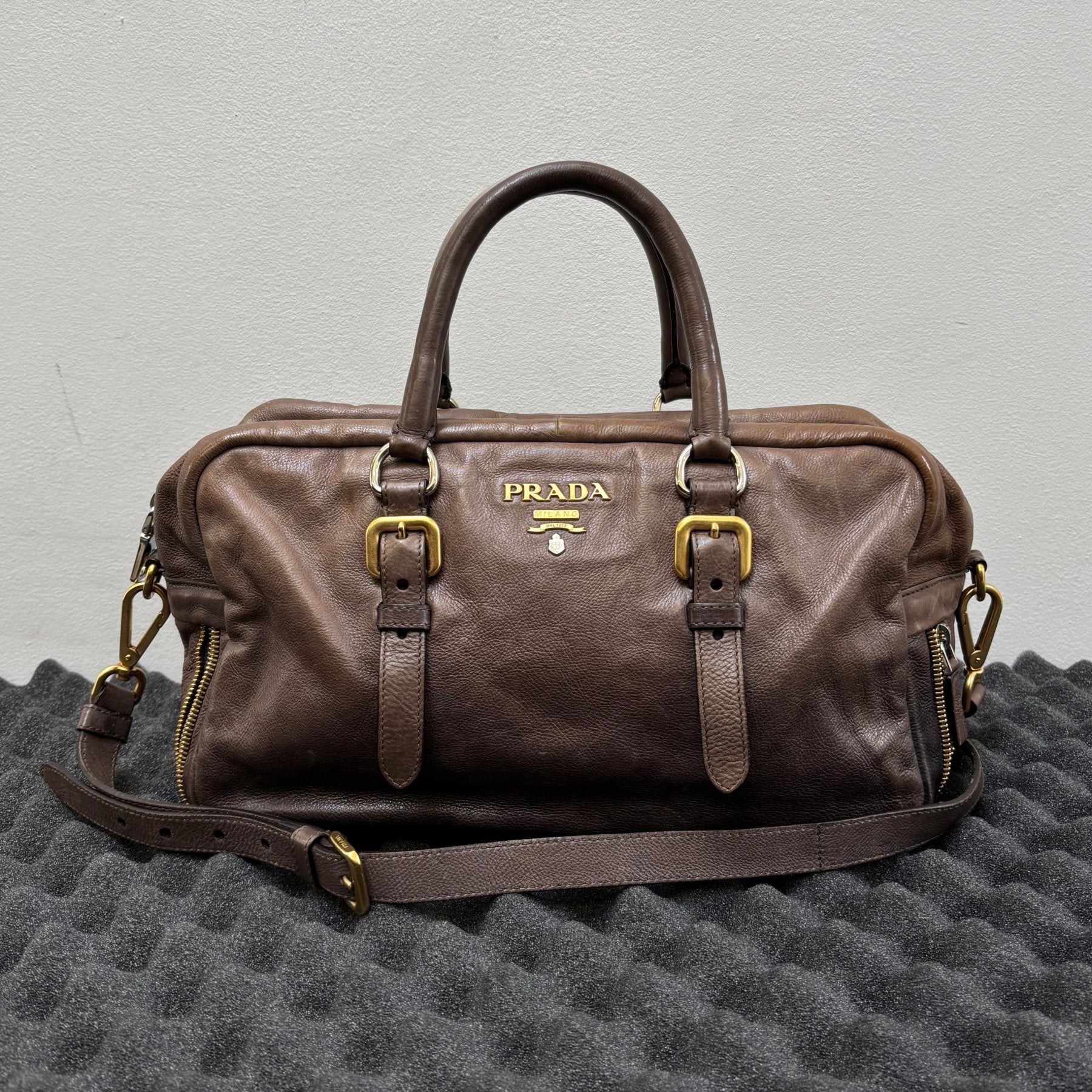 FW07 Prada Glace Ombré Calf Leather Zipper Satchel Bag