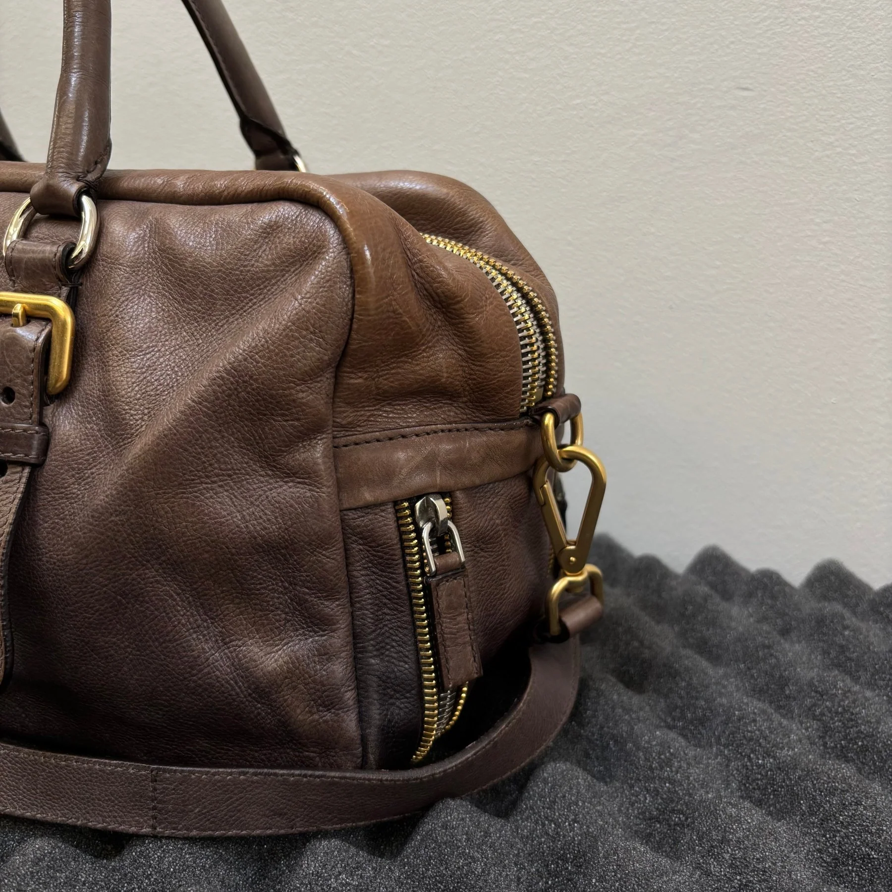 FW07 Prada Glace Ombré Calf Leather Zipper Satchel Bag - Image 11
