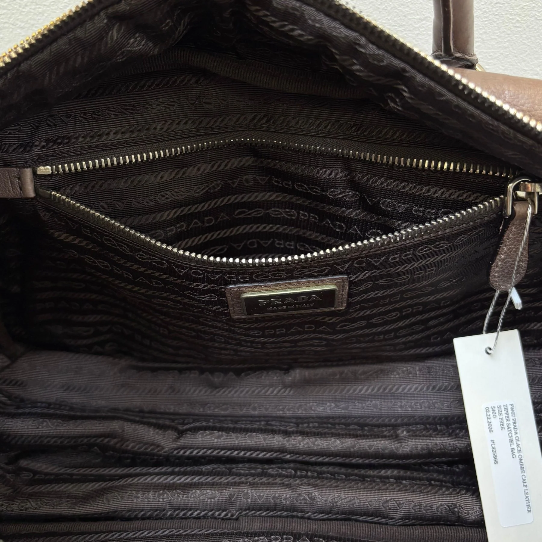 FW07 Prada Glace Ombré Calf Leather Zipper Satchel Bag - Image 14