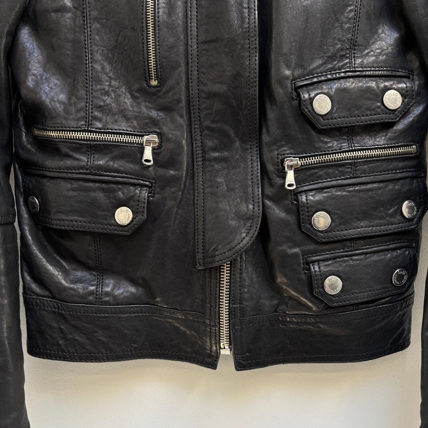 FW08 Dolce & Gabbana Cargo Pocket Leather Jacket - Image 5