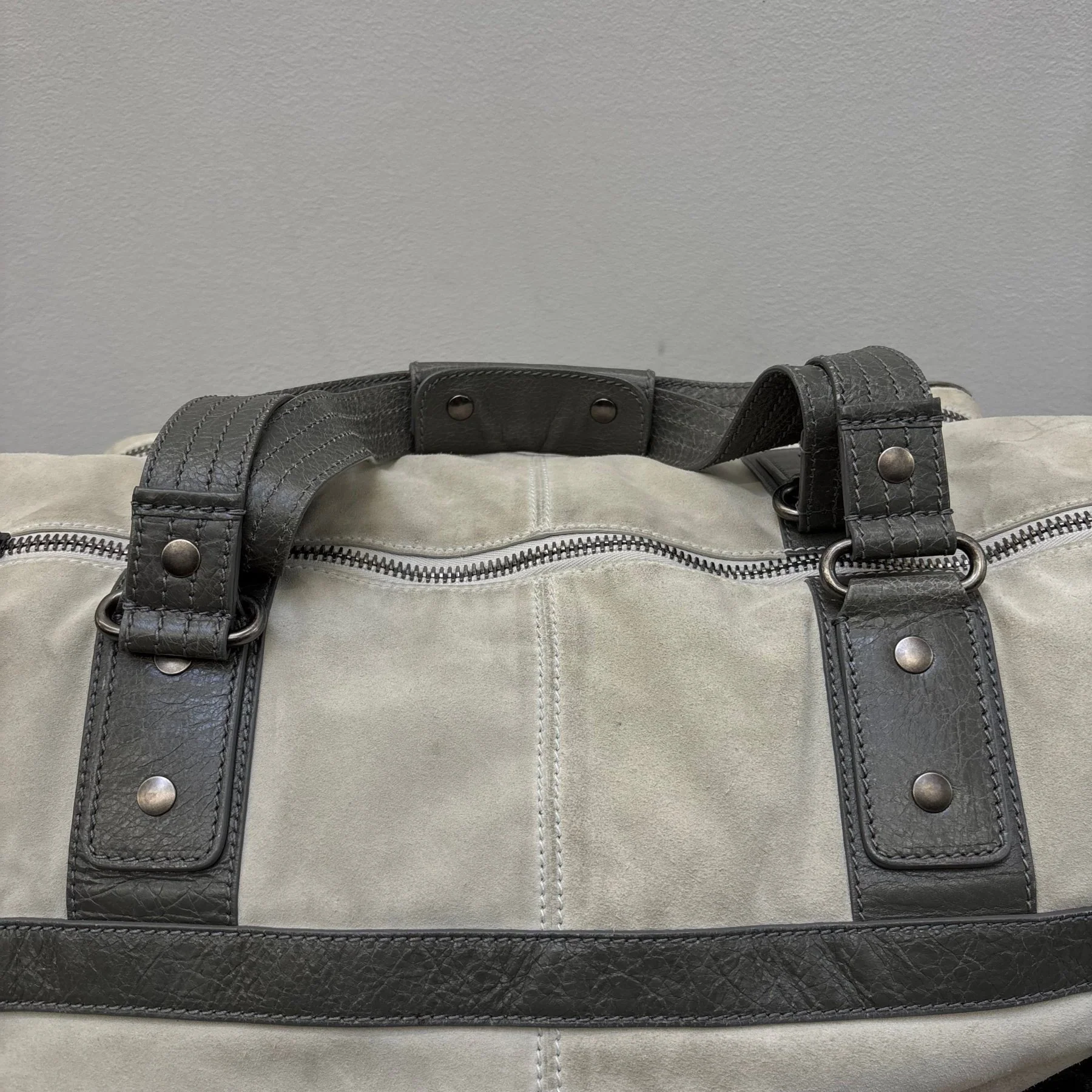 FW14 Balenciaga Suede Dual Pocket Duffle Bag - Image 12