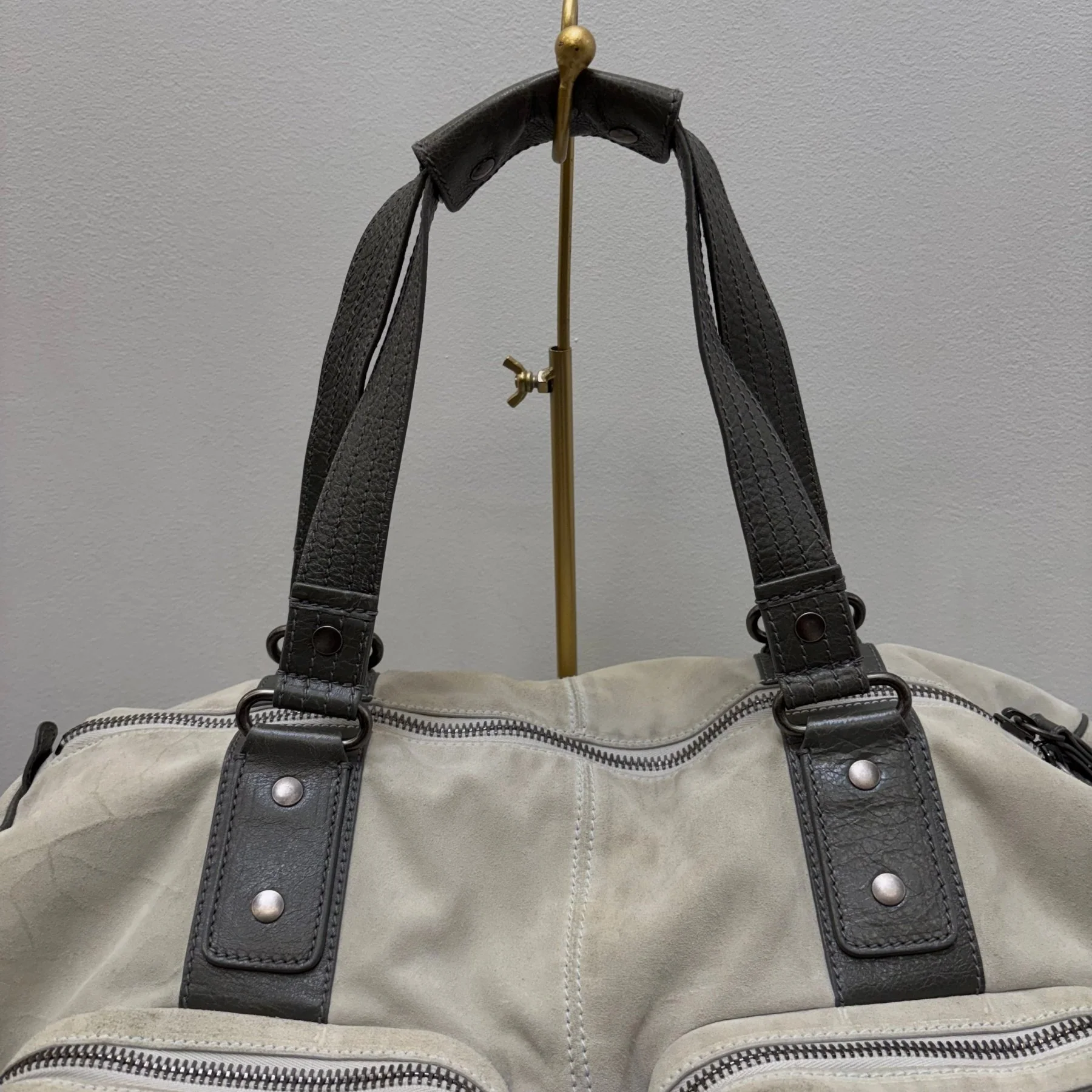 FW14 Balenciaga Suede Dual Pocket Duffle Bag - Image 6