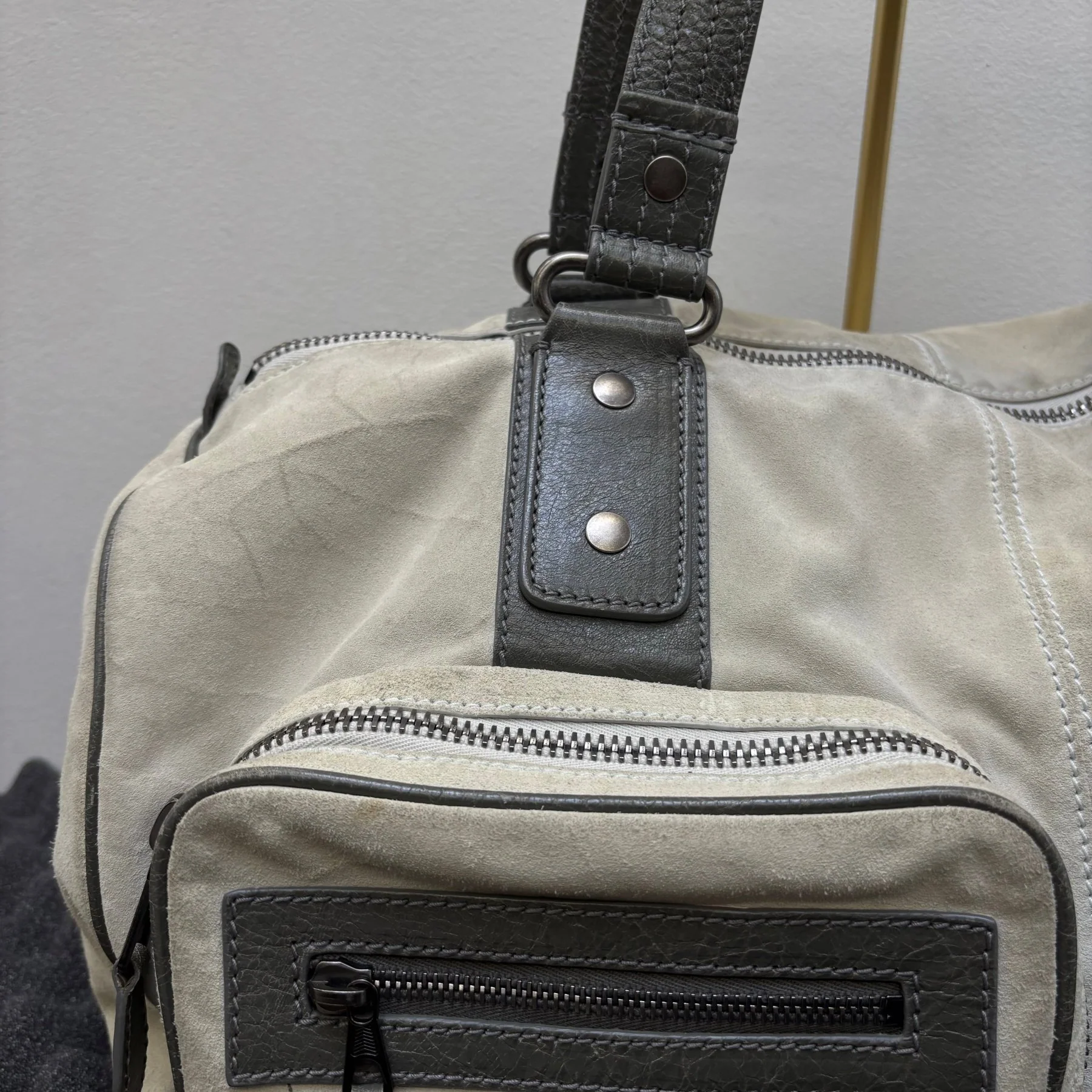 FW14 Balenciaga Suede Dual Pocket Duffle Bag - Image 7