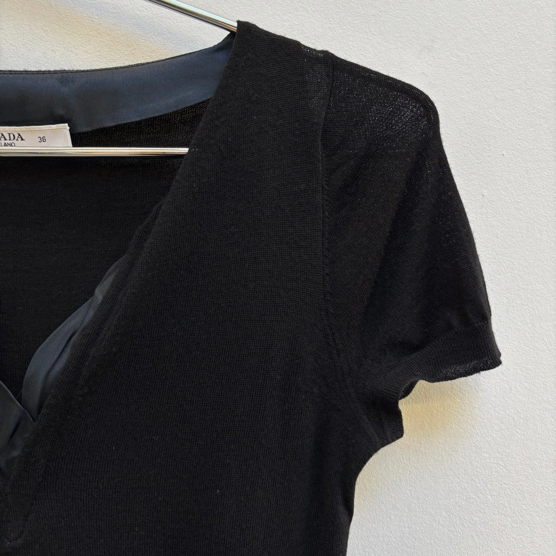 FW10 Prada Deep V Wool T-Shirt - Image 4