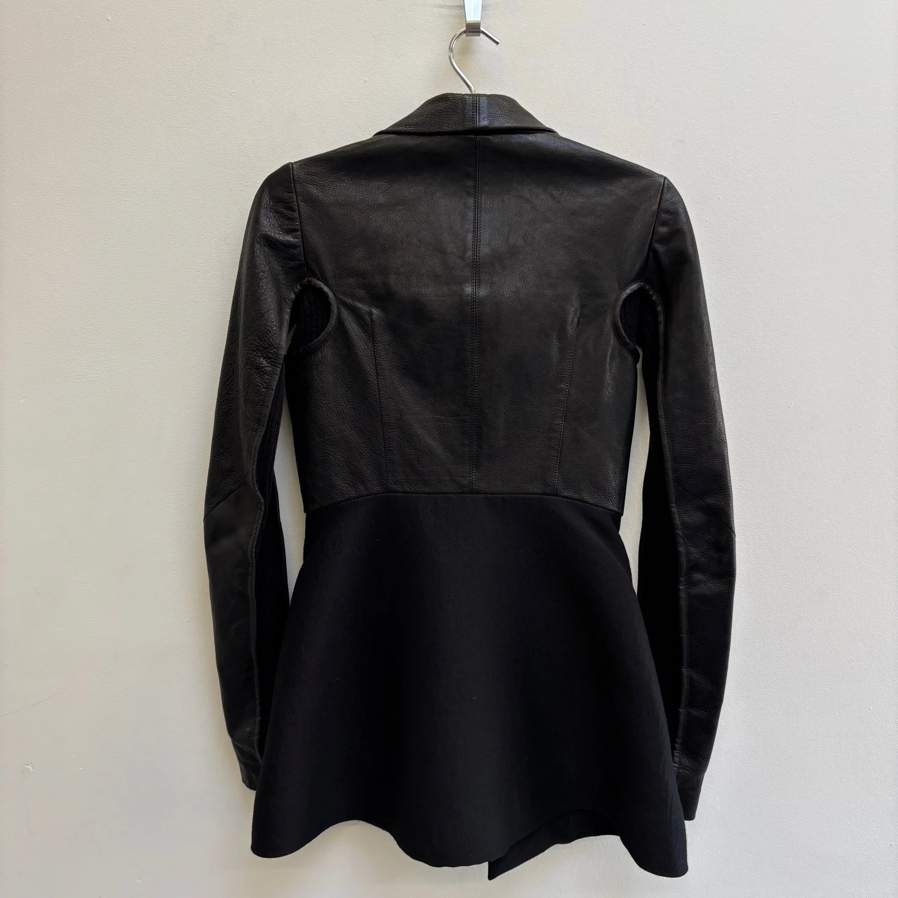 FW10 Rick Owens ‘GLEAM’ Long Leather Wool Jacket - Image 2