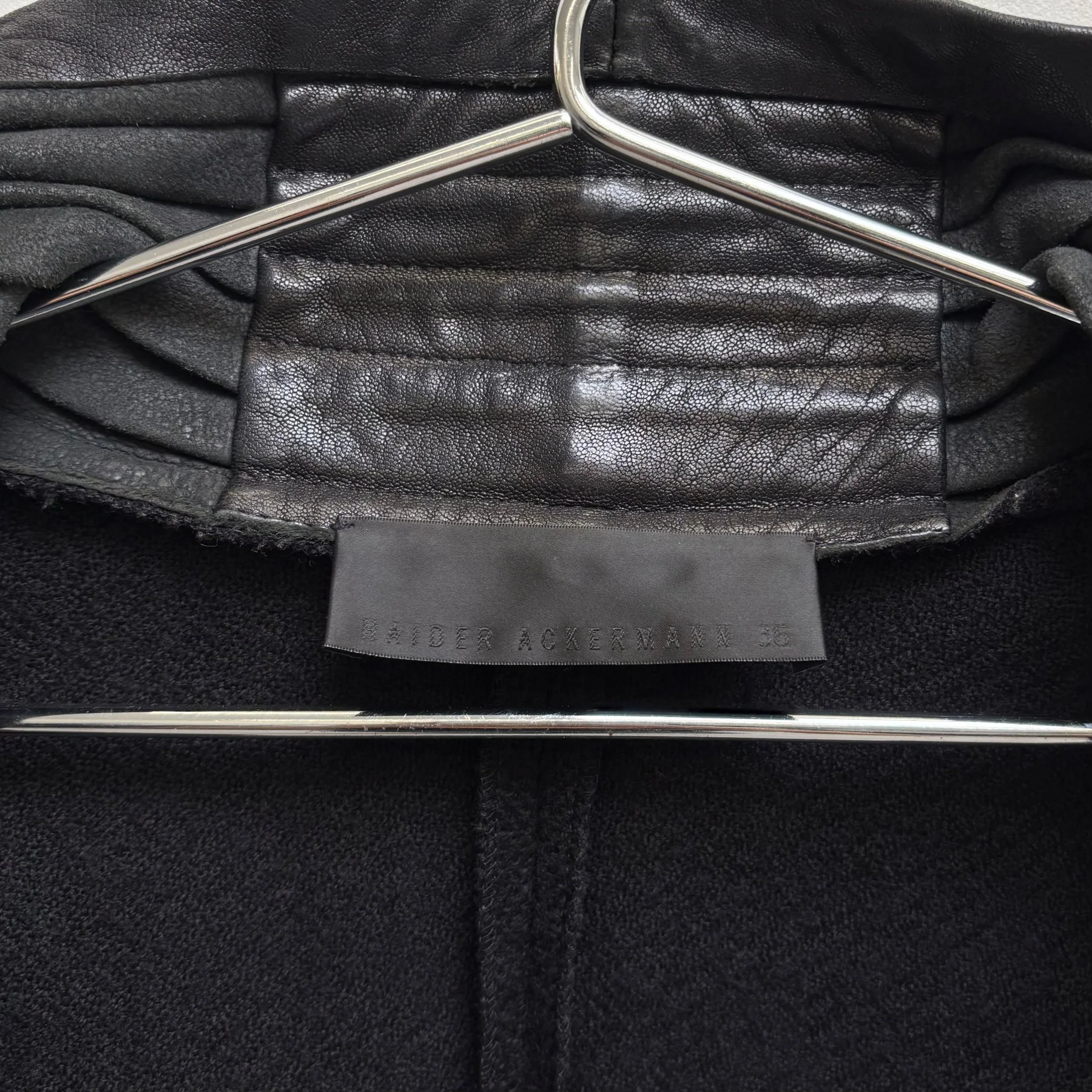 FW11 Haider Ackermann Draped Leather Wool Zip Up Jacket - Image 10