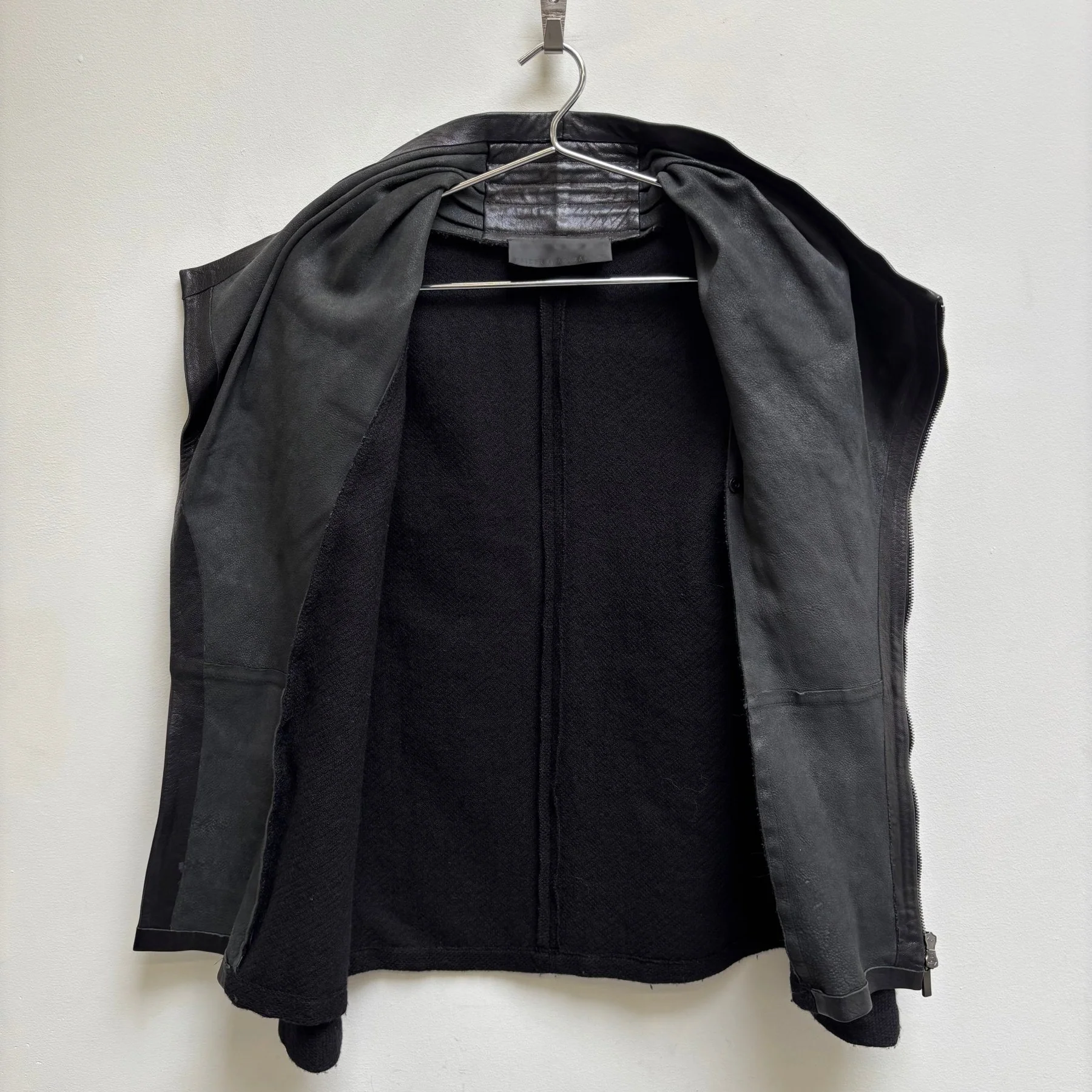 FW11 Haider Ackermann Draped Leather Wool Zip Up Jacket - Image 9