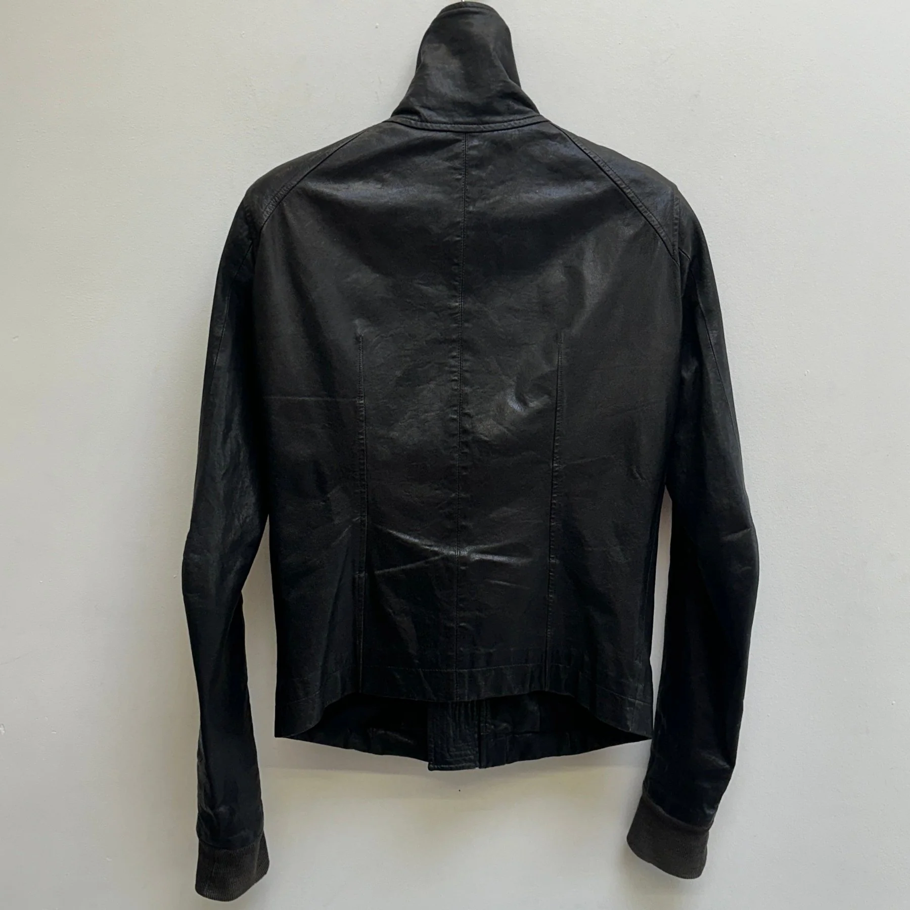 FW11 Rick Owens “LIMO” High Neck Intarsia Leather Jacket - Image 2