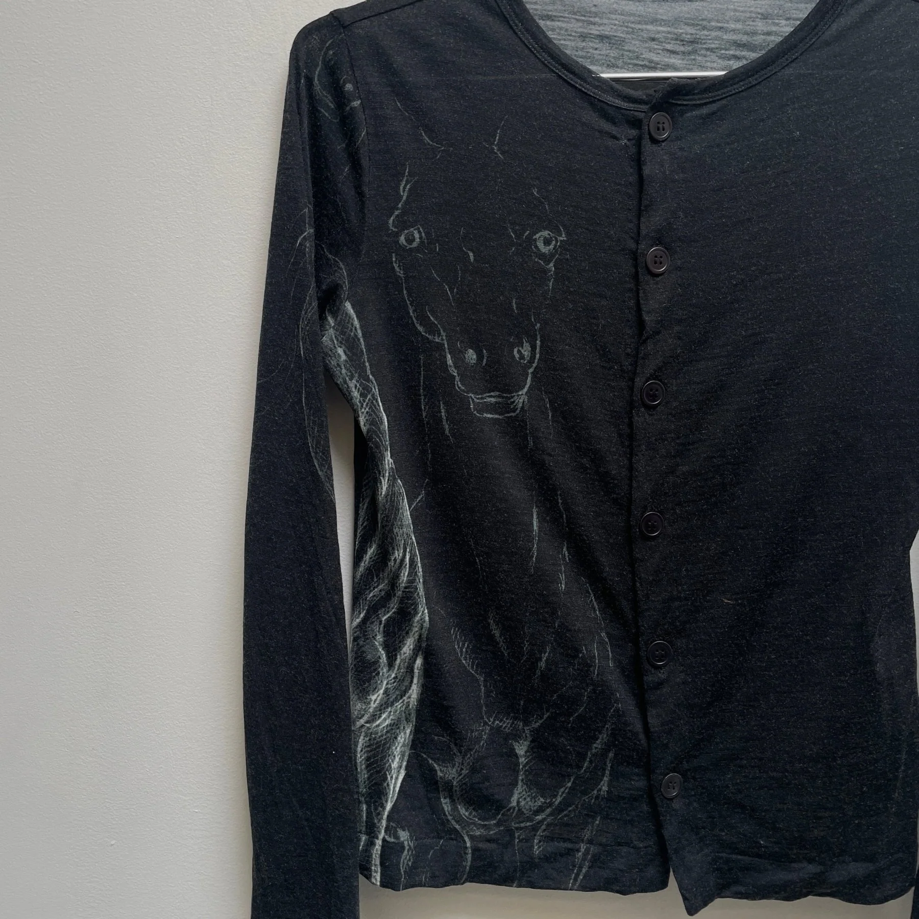 FW12 Yohji Yamamoto Horse Print Button-Up Longsleeve - Image 4