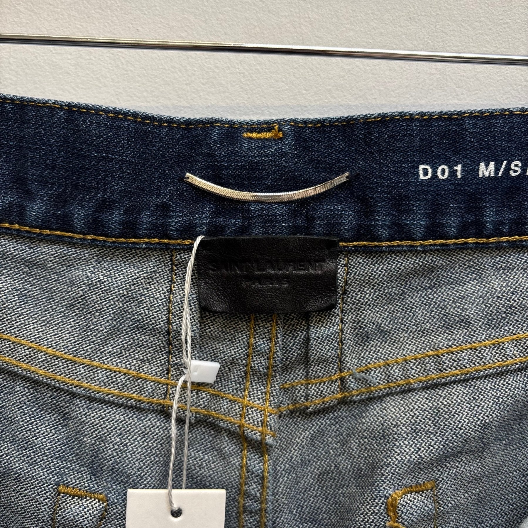 FW13 Saint Laurent Paris Splattered Mid Wash Jeans - Image 14