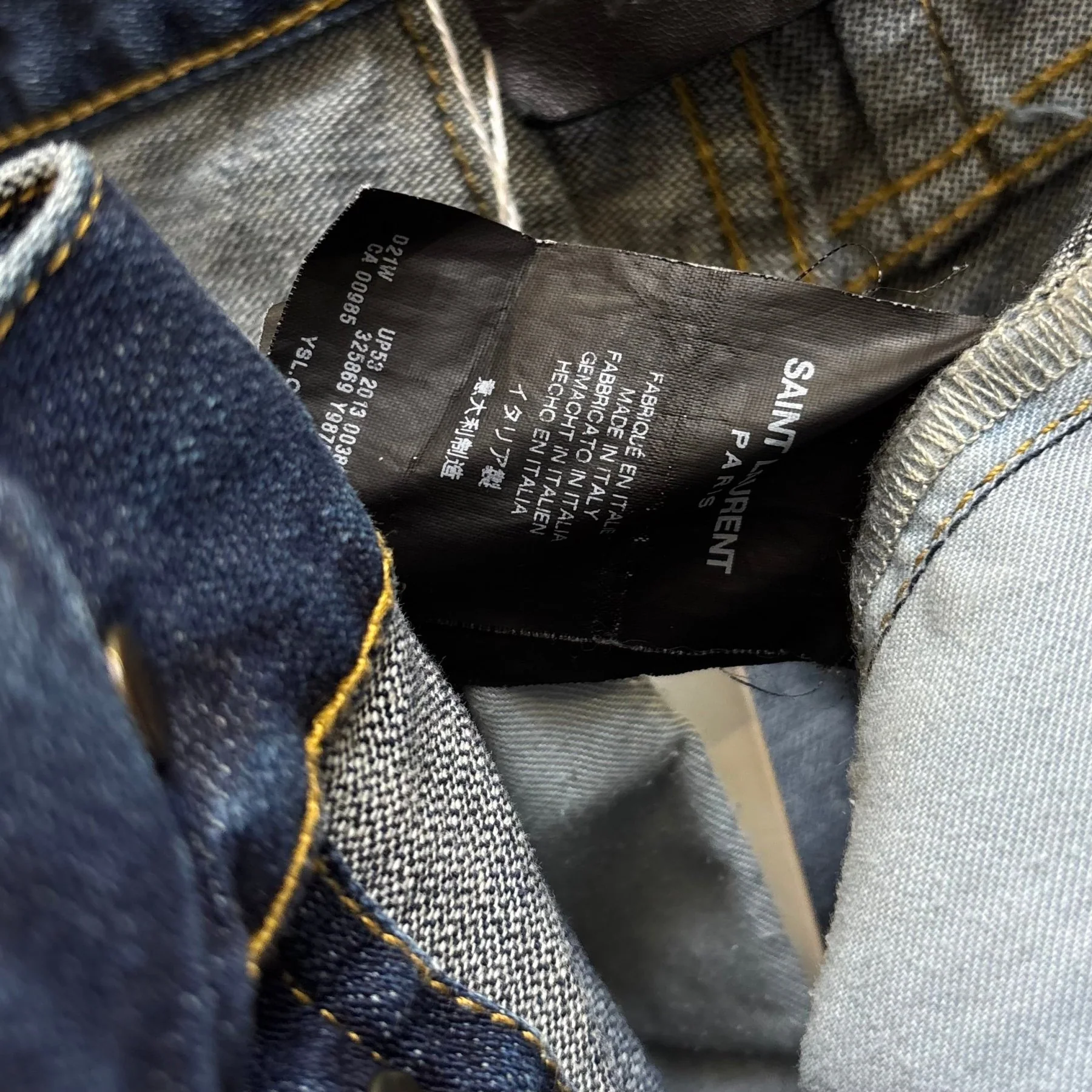 FW13 Saint Laurent Paris Splattered Mid Wash Jeans - Image 15