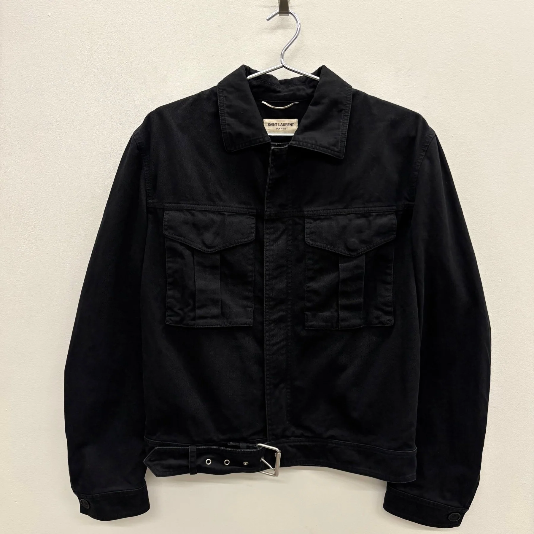 FW15 Saint Laurent Paris By Hedi Slimane Black Twill Utility Jacket