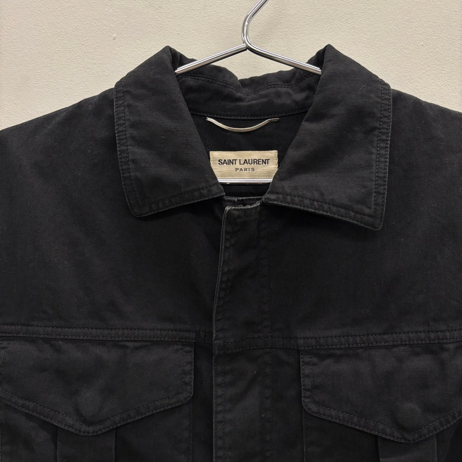 FW15 Saint Laurent Paris By Hedi Slimane Black Twill Utility Jacket - Image 3