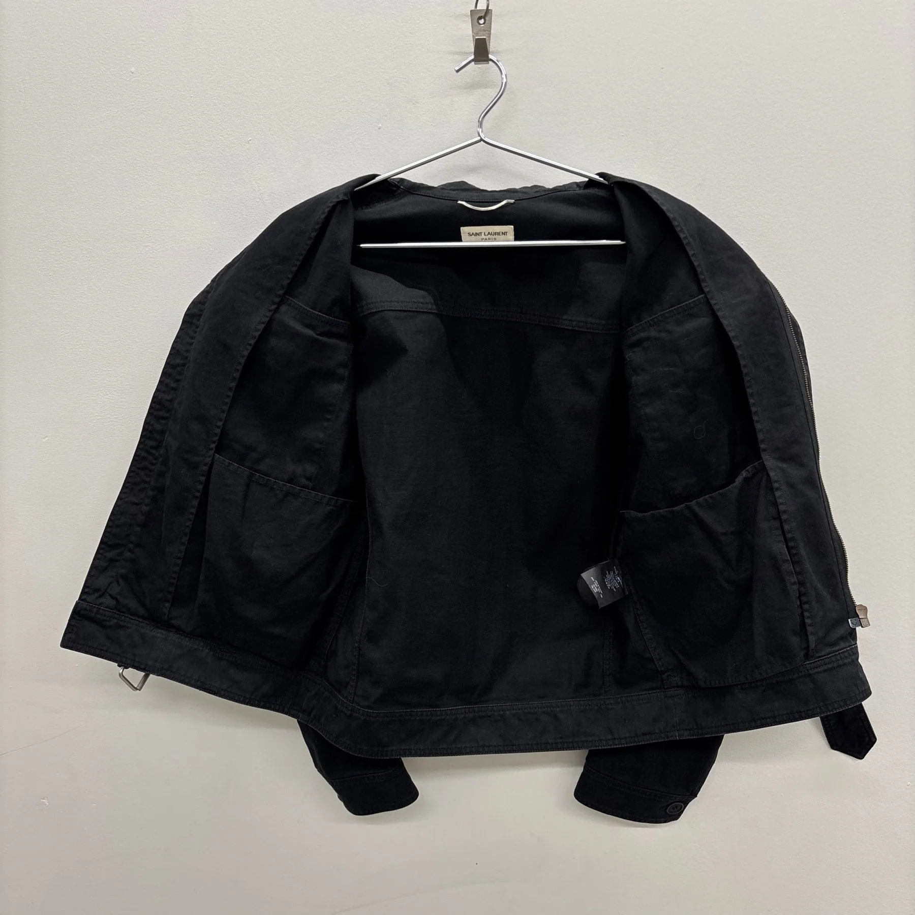 FW15 Saint Laurent Paris By Hedi Slimane Black Twill Utility Jacket - Image 9