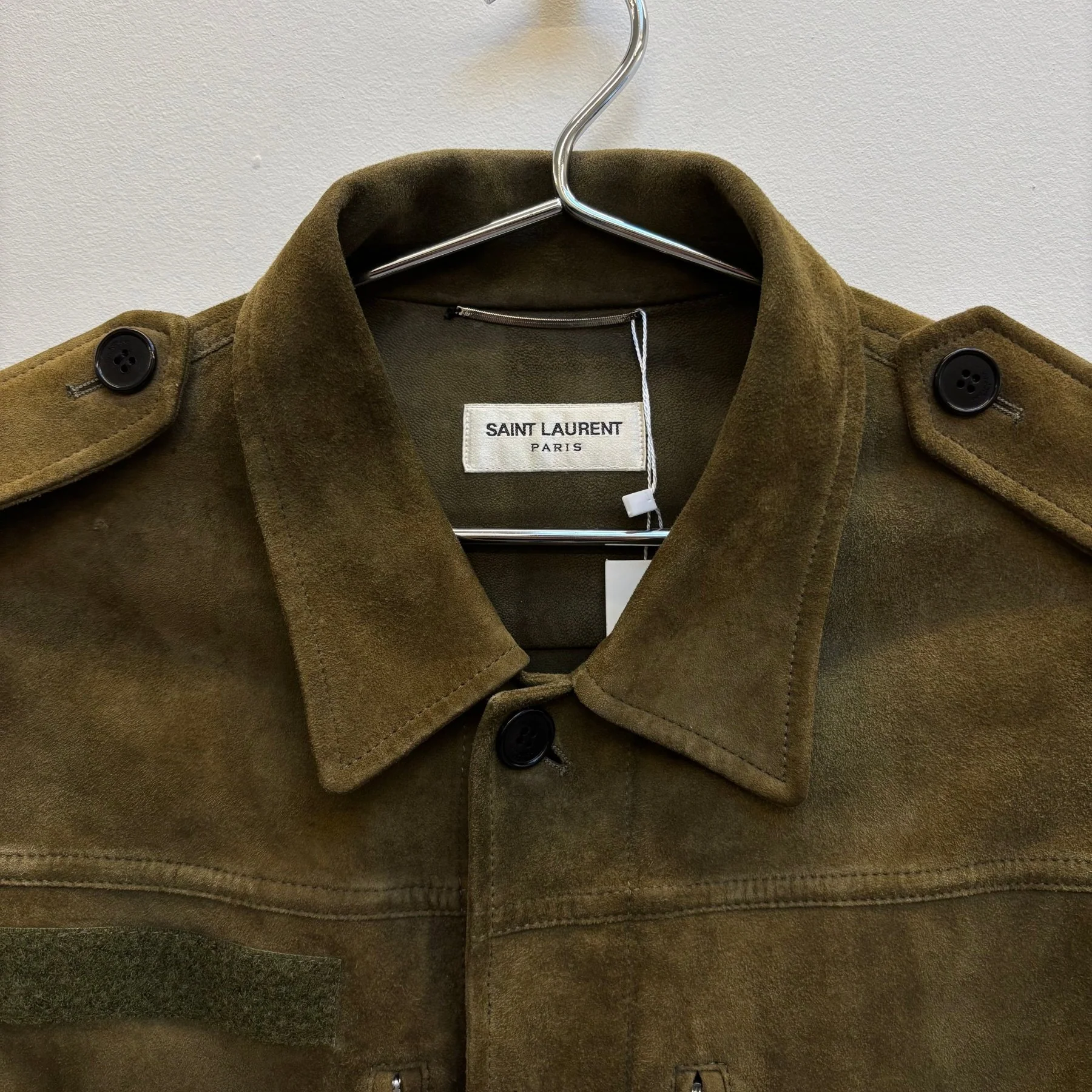 FW16 Yves Saint Laurent Suede Leather Military Jacket - Image 3