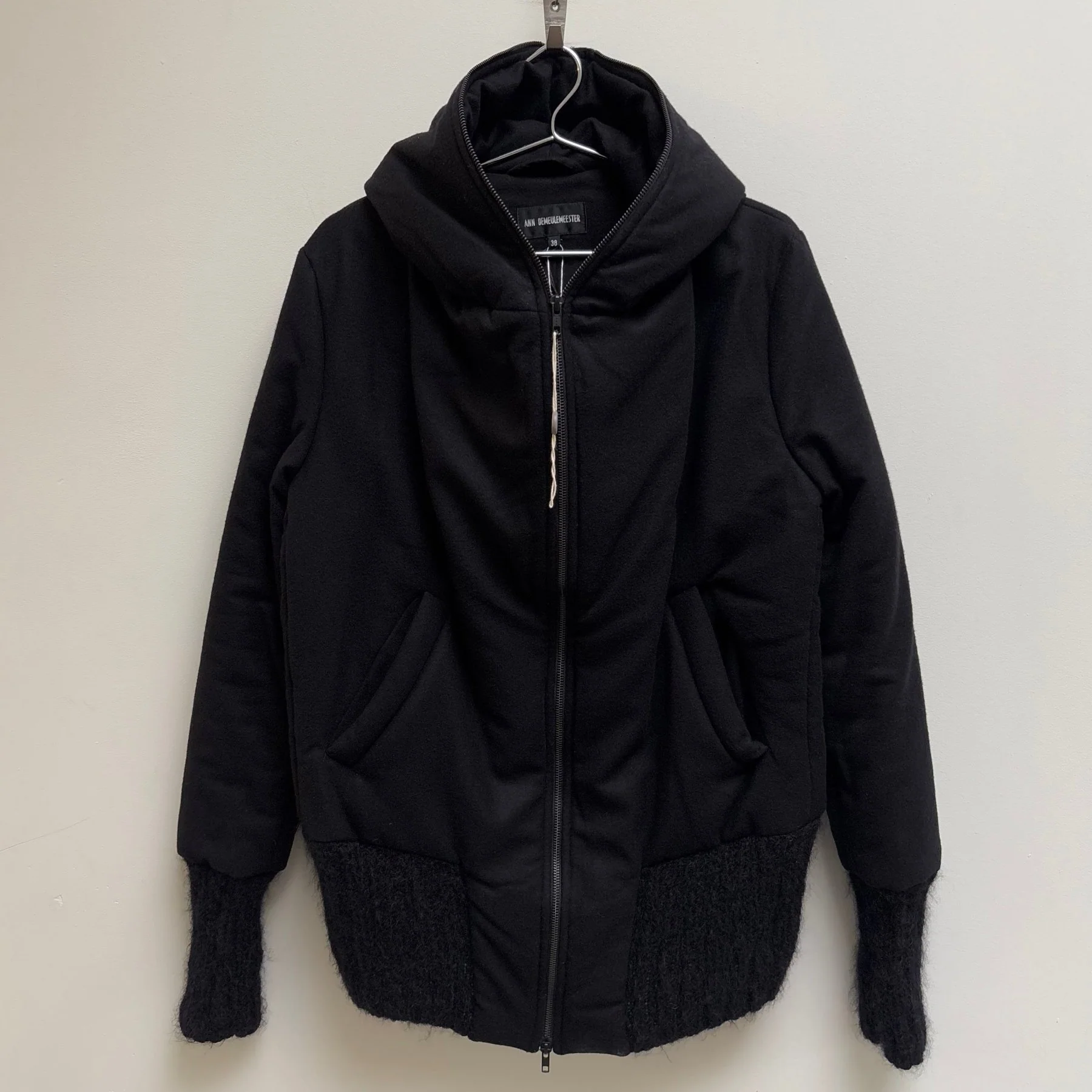FW18 Ann Demeulemeester Wool Hooded Layered Jacket