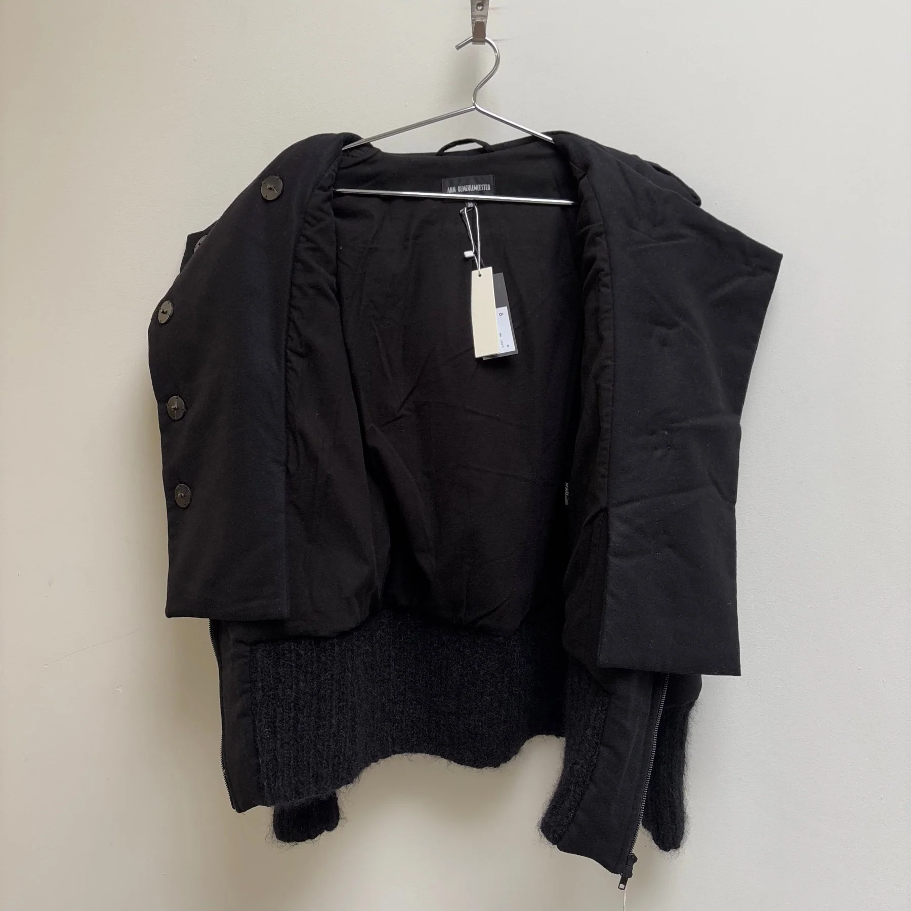 FW18 Ann Demeulemeester Wool Hooded Layered Jacket - Image 14