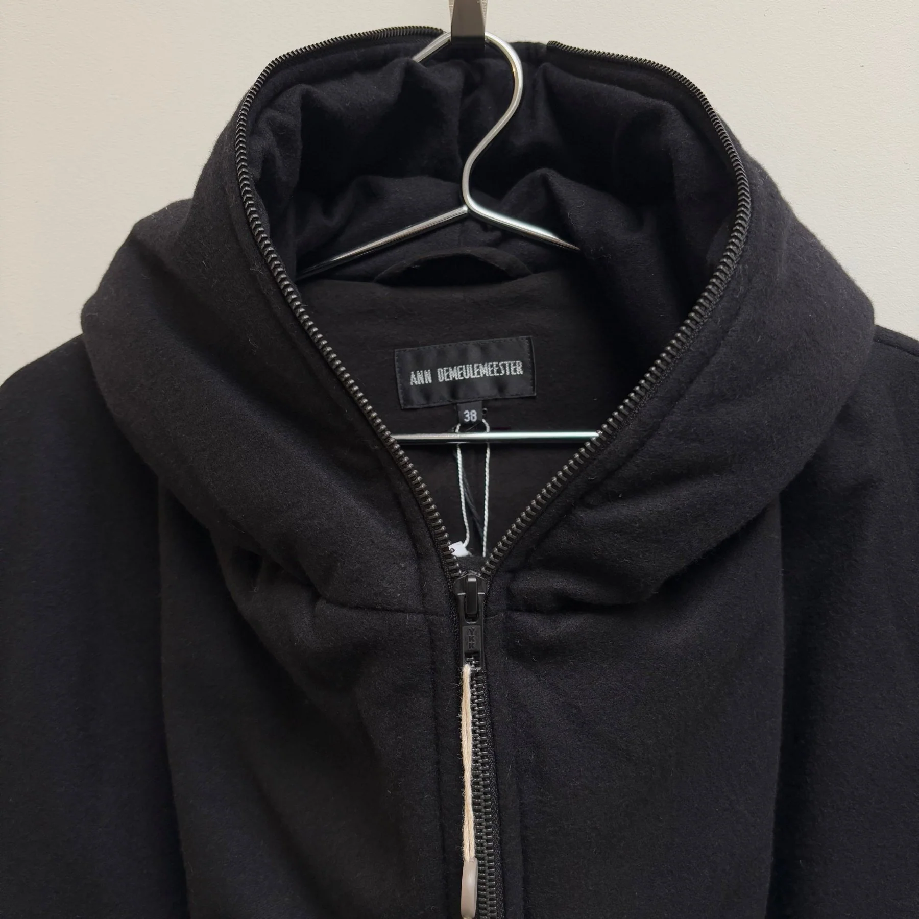 FW18 Ann Demeulemeester Wool Hooded Layered Jacket - Image 3